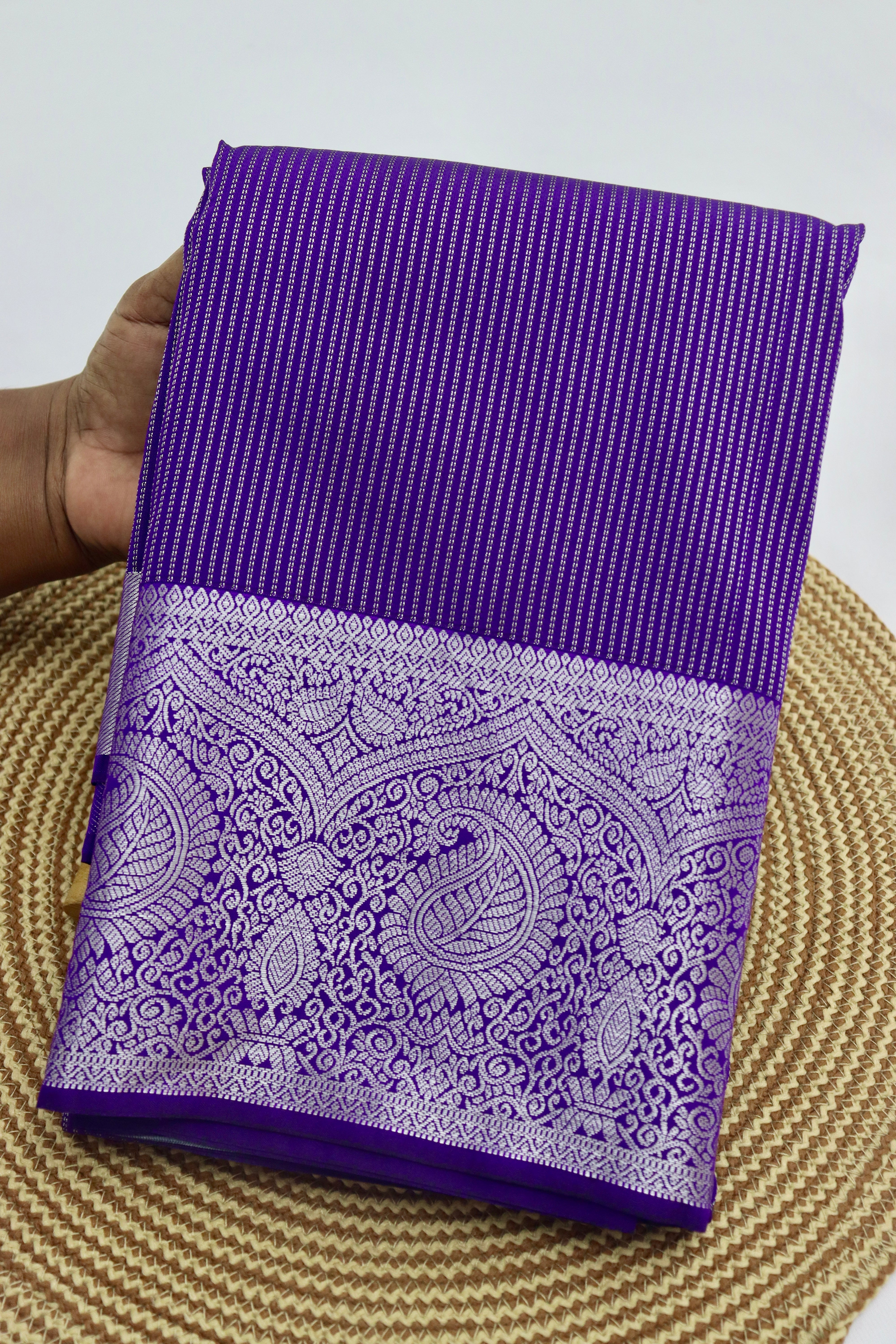 PREMIUM SEMI KANCHI SILK SAREE - DEEP VIOLET