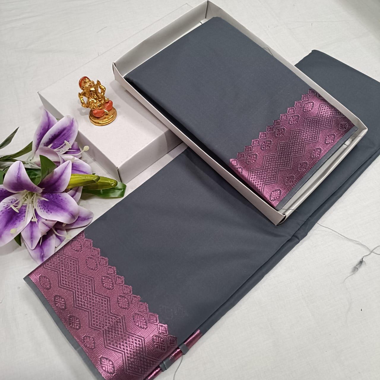 PREMIUM SILK COTTON SAREE - GREY