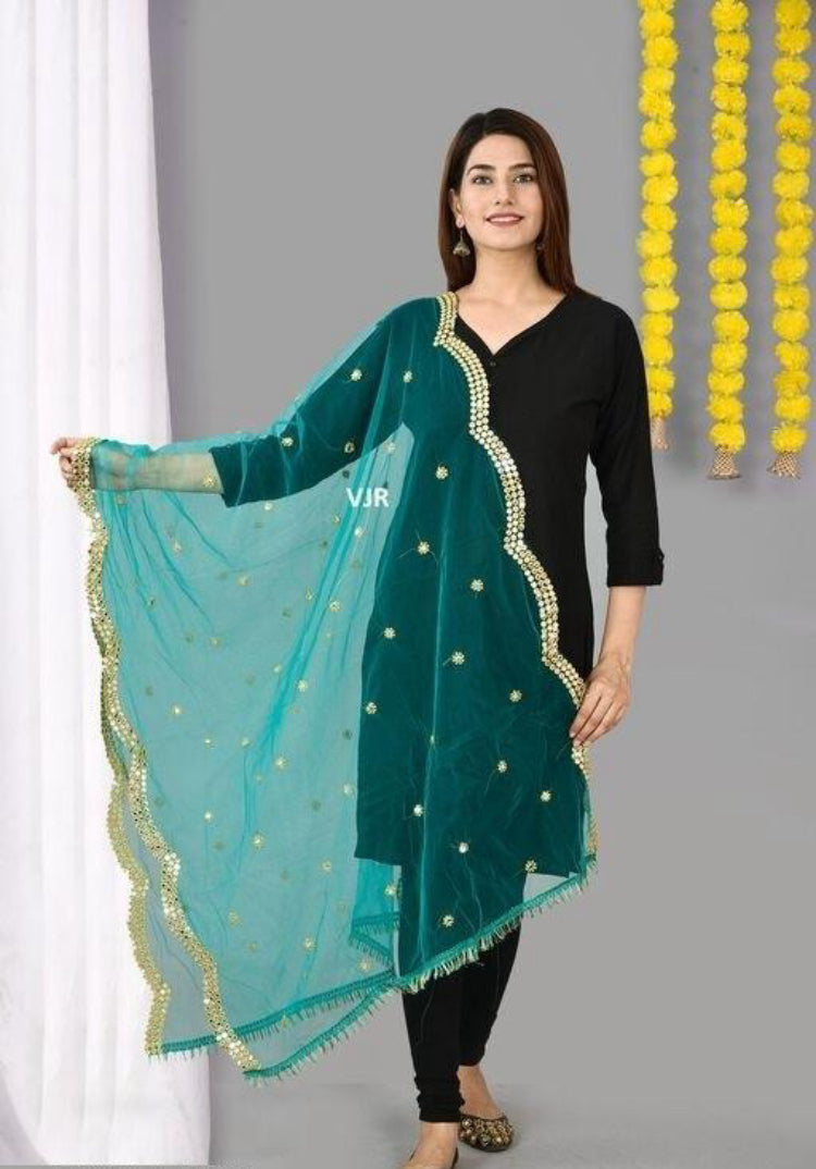 WOMEN'S MIRROR DUPATTA - SKYBLUE