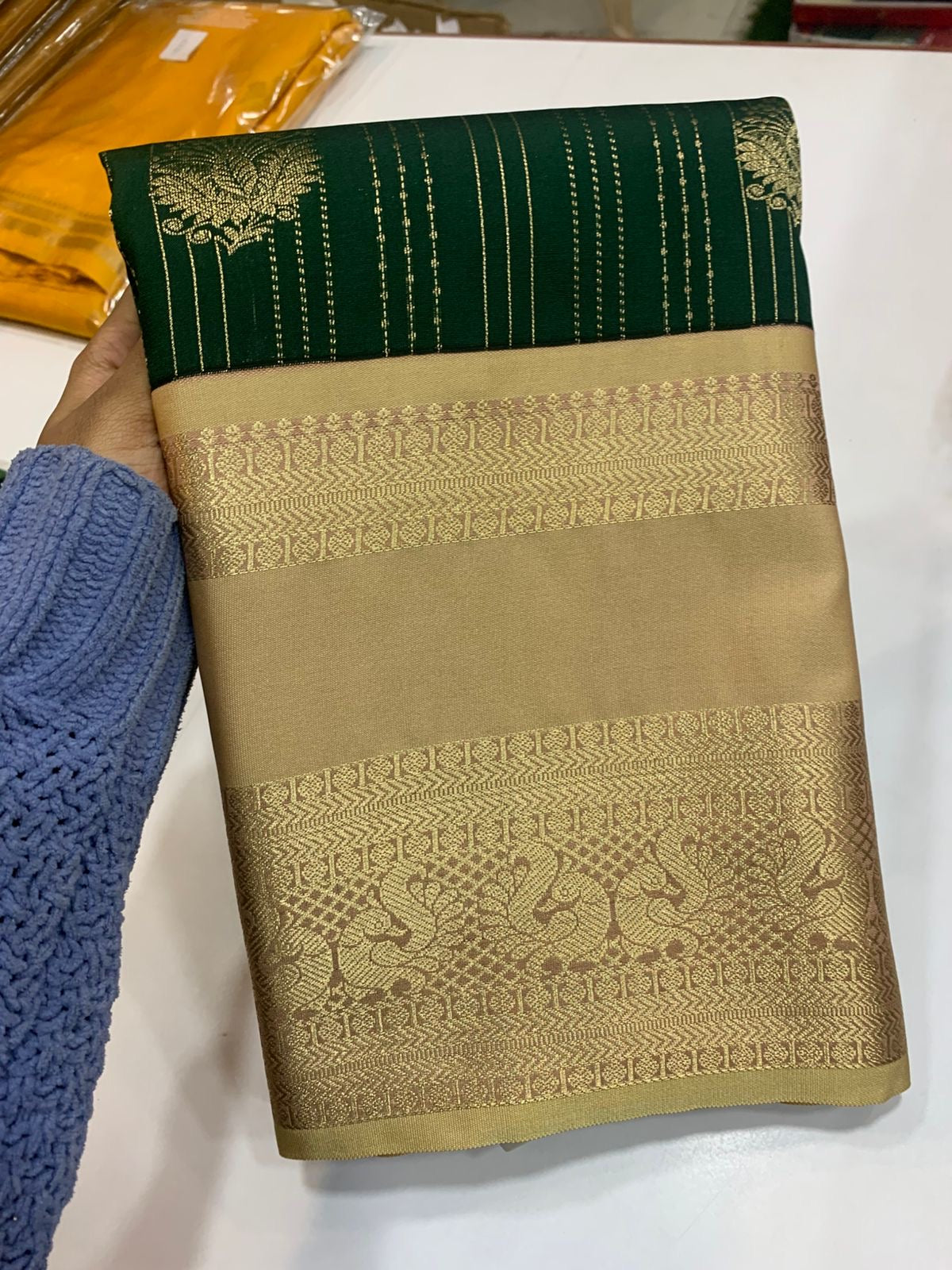 PREMIUM SEMI KANCHI SILK SAREE - PHTHALO