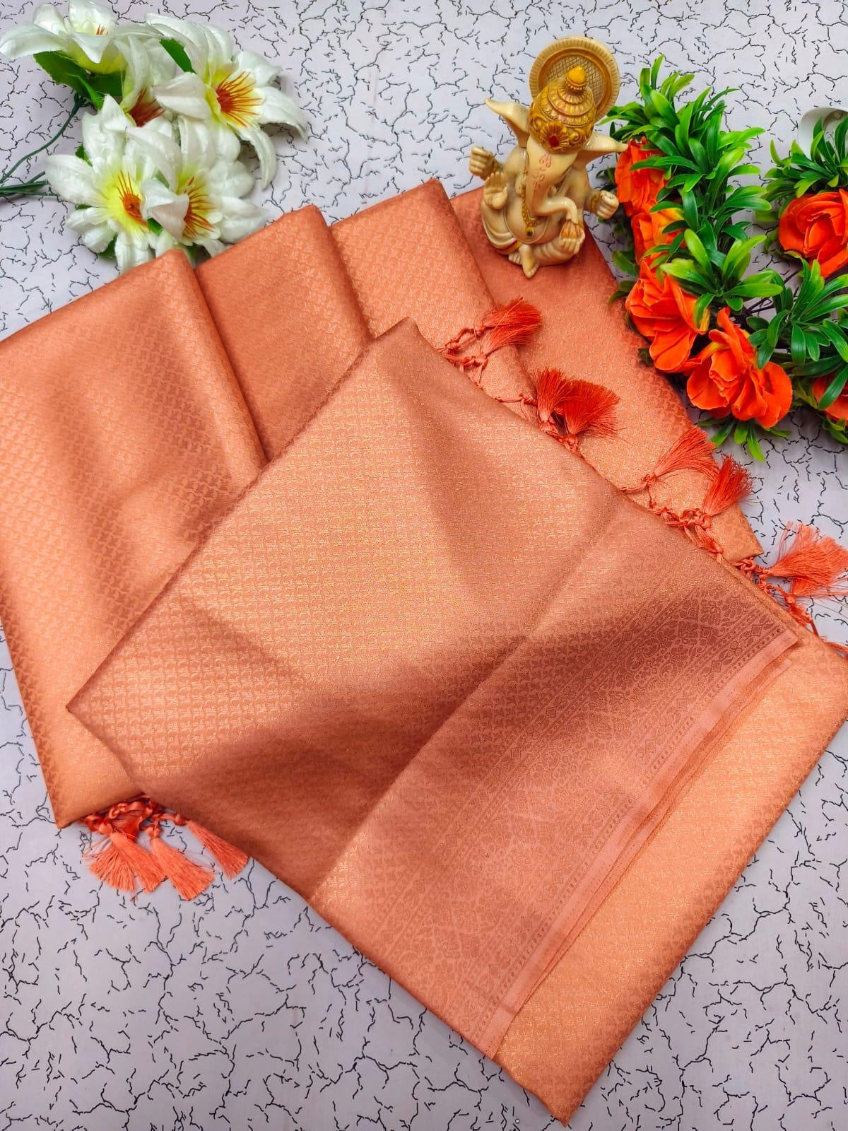 PREMIUM KUBERA PATTU SILK SAREE - ORANGE