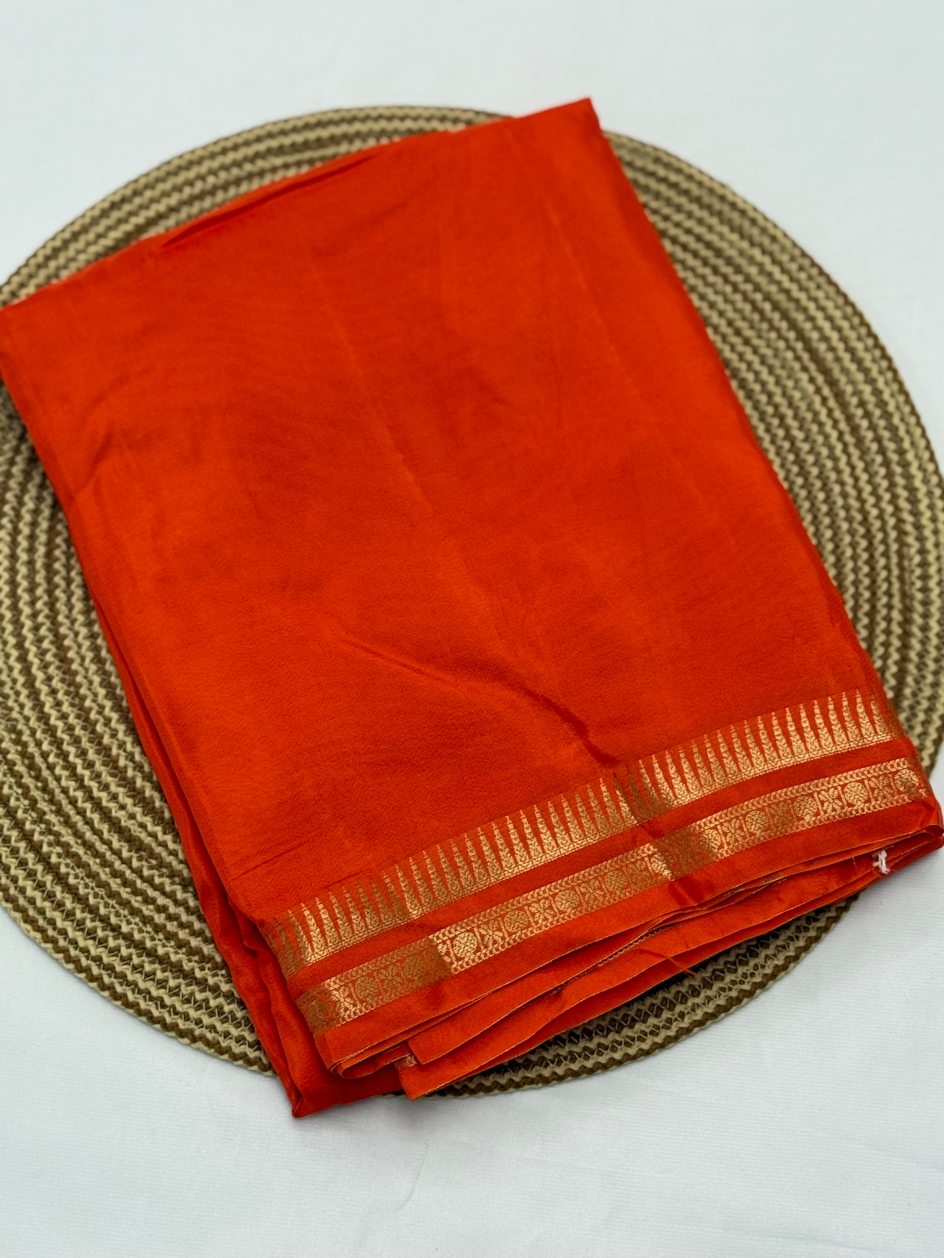 PREMIUM QUALITY CREPE SILK SAREE WITH TASSELS - ORANGE