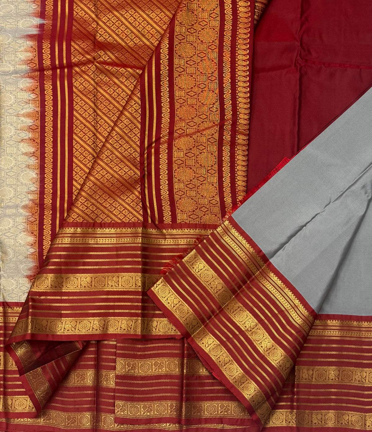 PREMIUM SEMI KANCHI SILK SAREE - GREY
