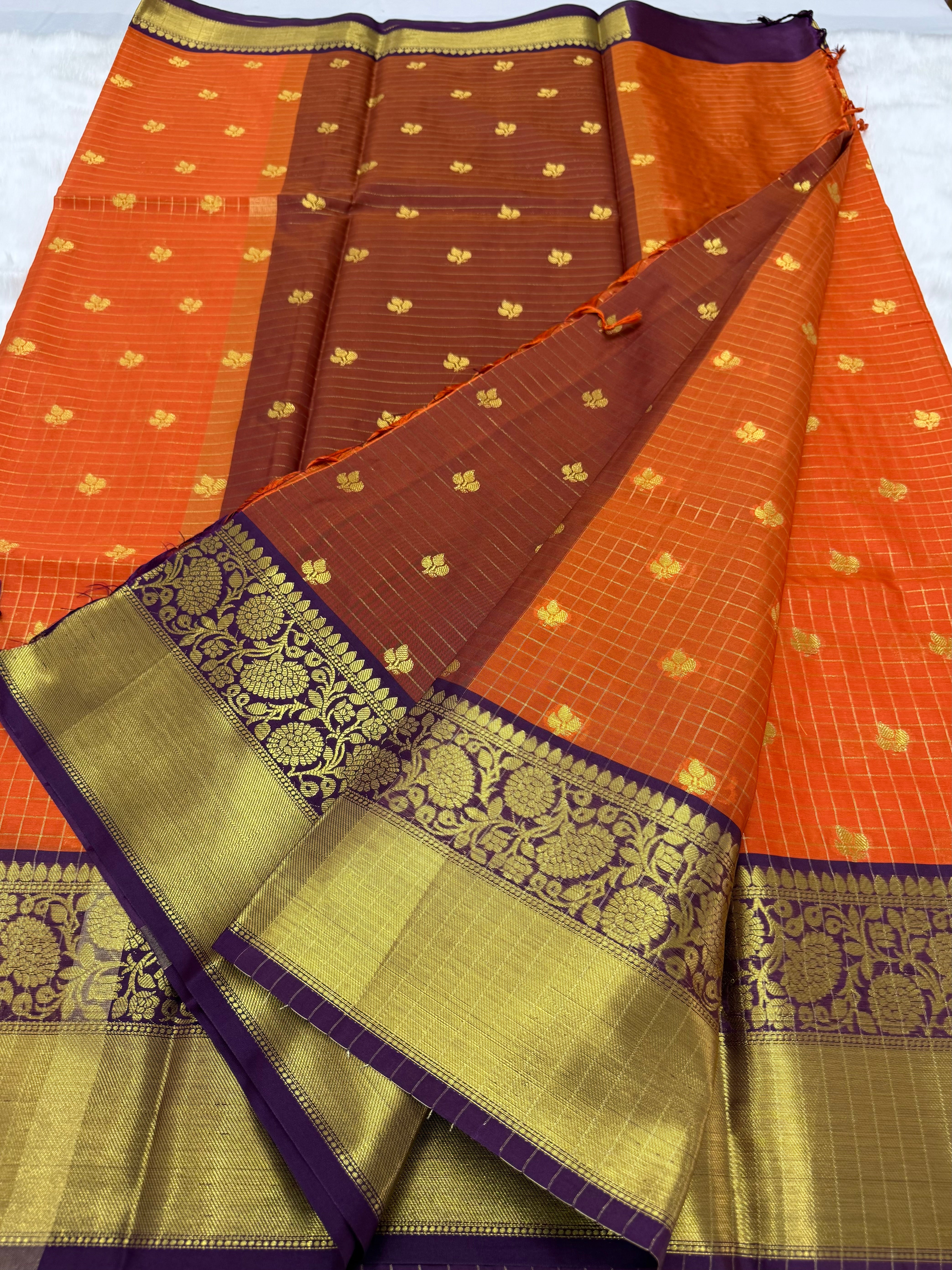 TRENDING BANARSI SILK SAREE - RUST ORANGE