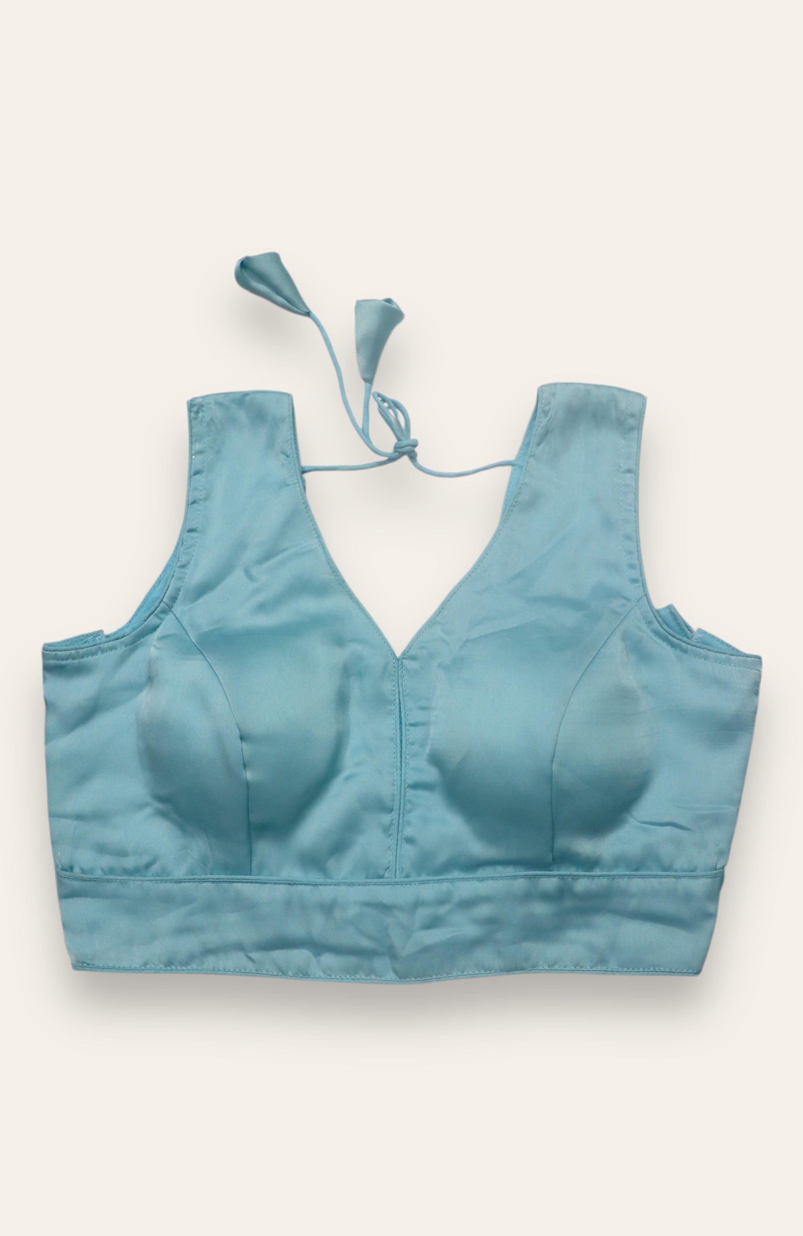 SLEEVELESS READYMADE BLOUSE - TEAL BLUE