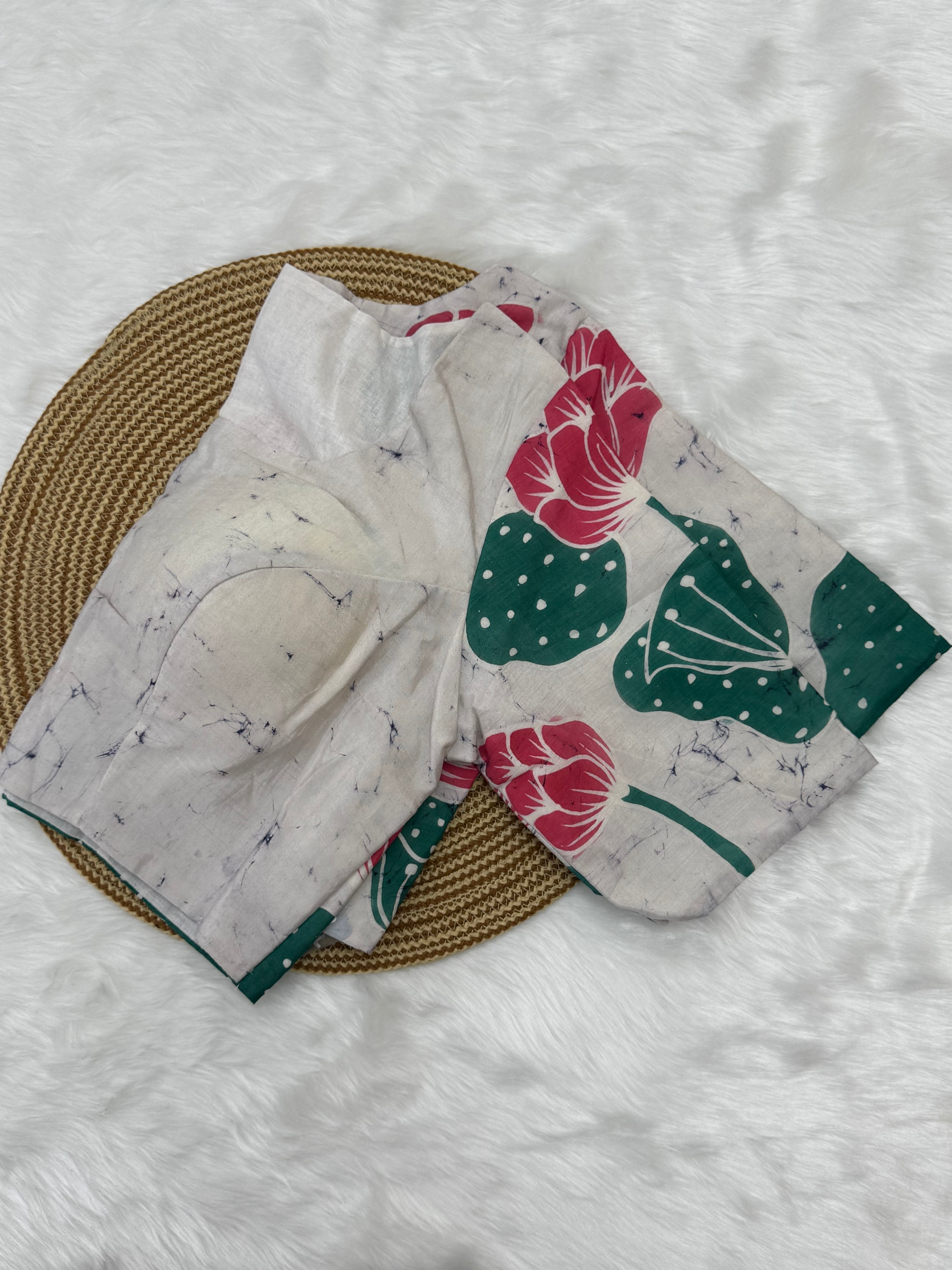 PRINTED COTTON HIGHNECK READYMADE BLOUSE