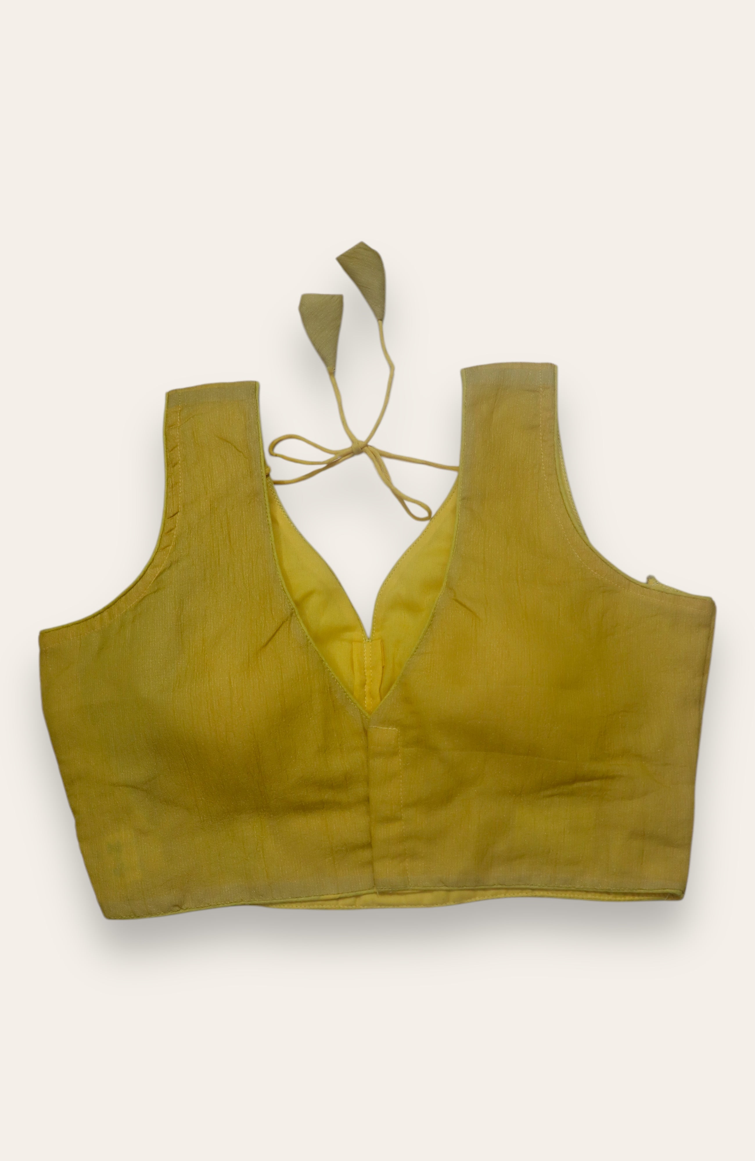 SLEEVELESS READYMADE BLOUSE - YELLOW