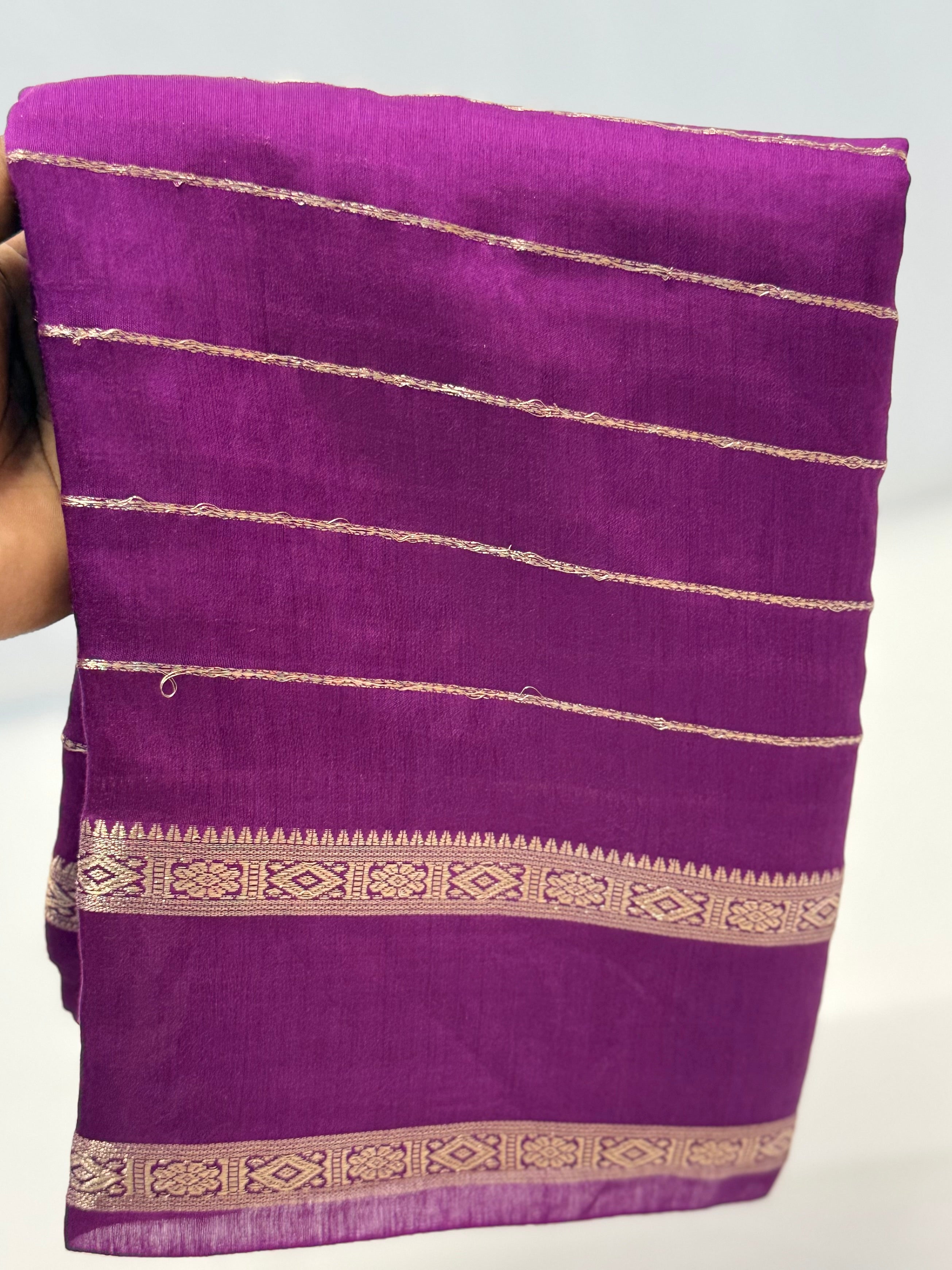 ASSAM COTTON SILK SAREE - EGGPLANT