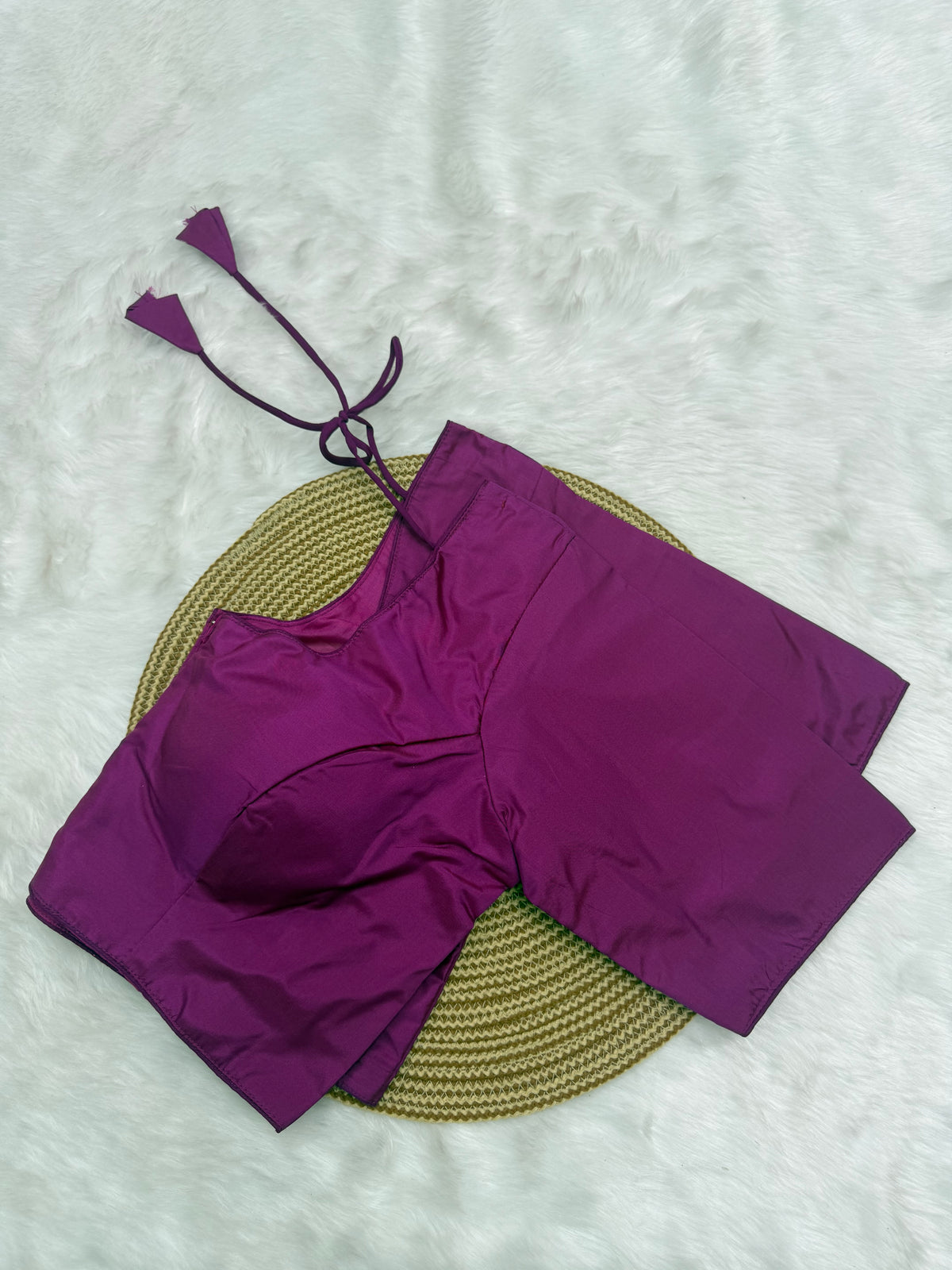 PLAIN SILK READY TO WEAR SAREE BLOUSE - DARK PINK