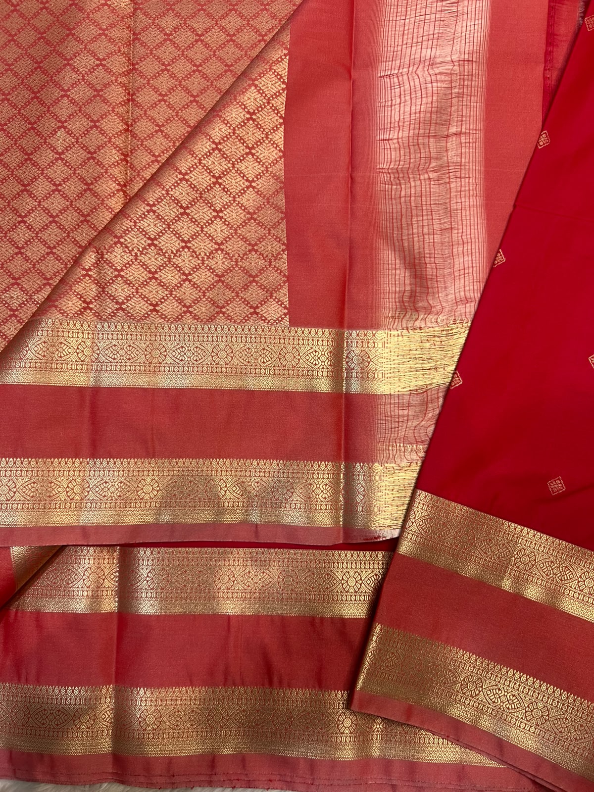 PREMIUM SEMI KANCHI SILK SAREE - RUBY RED