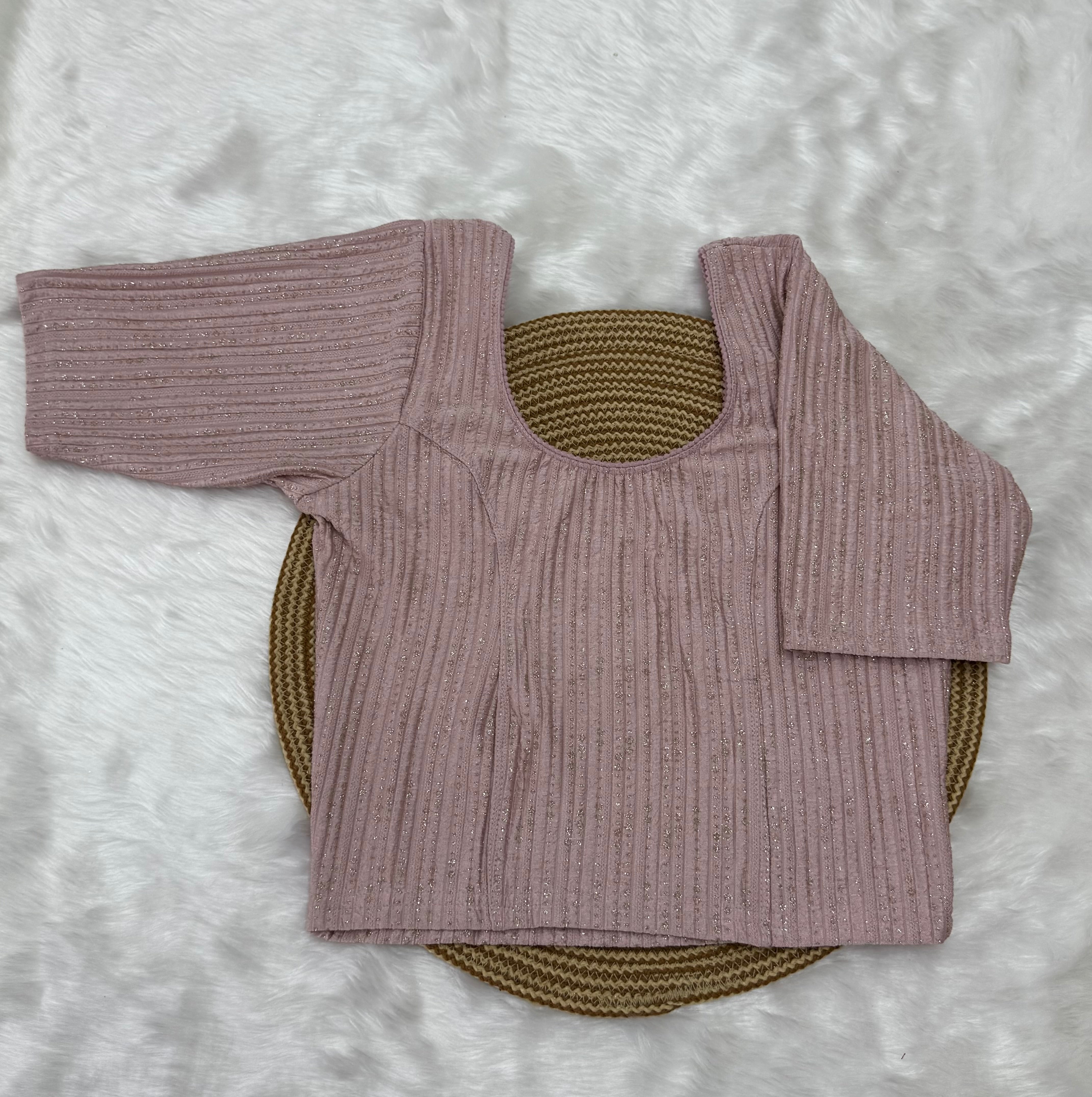 FANCY ELBOW SLEEVE STRETCHABLE BLOUSE