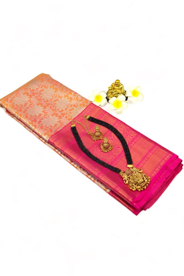 PINK WIDE BORDER TISSUE SILK SAREE