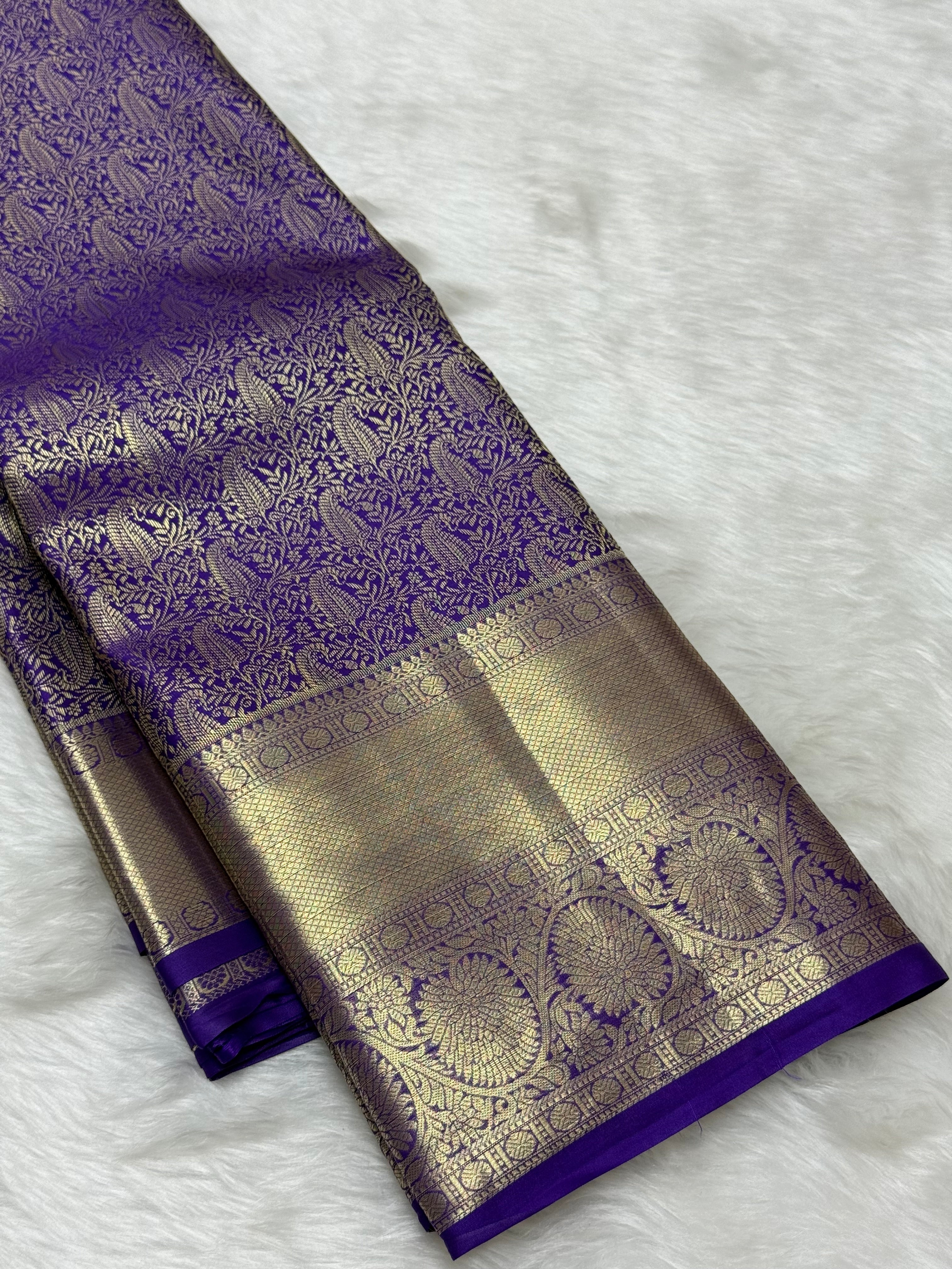 PREMIUM KANCHI BROCADE SILK SAREE - PURPLE