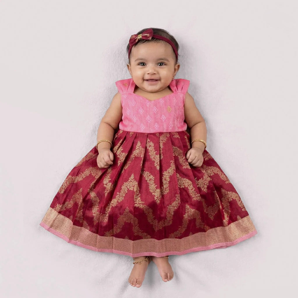 PINK NEW BORN FROCK