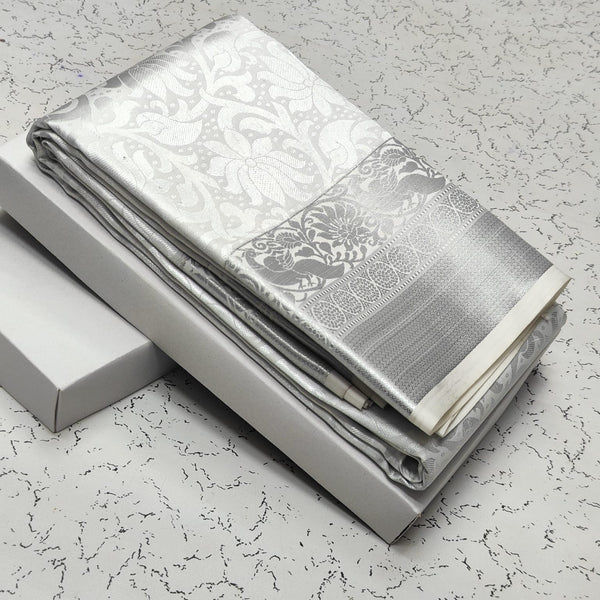 EXCLUSIVE BRIDAL SILK SAREE - SILVER