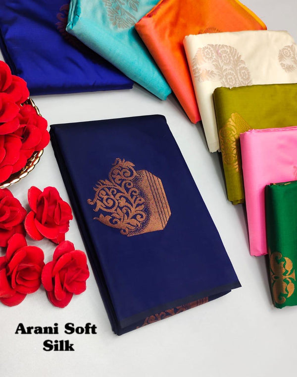 ARANI SOFT SILK SAREES - NAVY BLUE