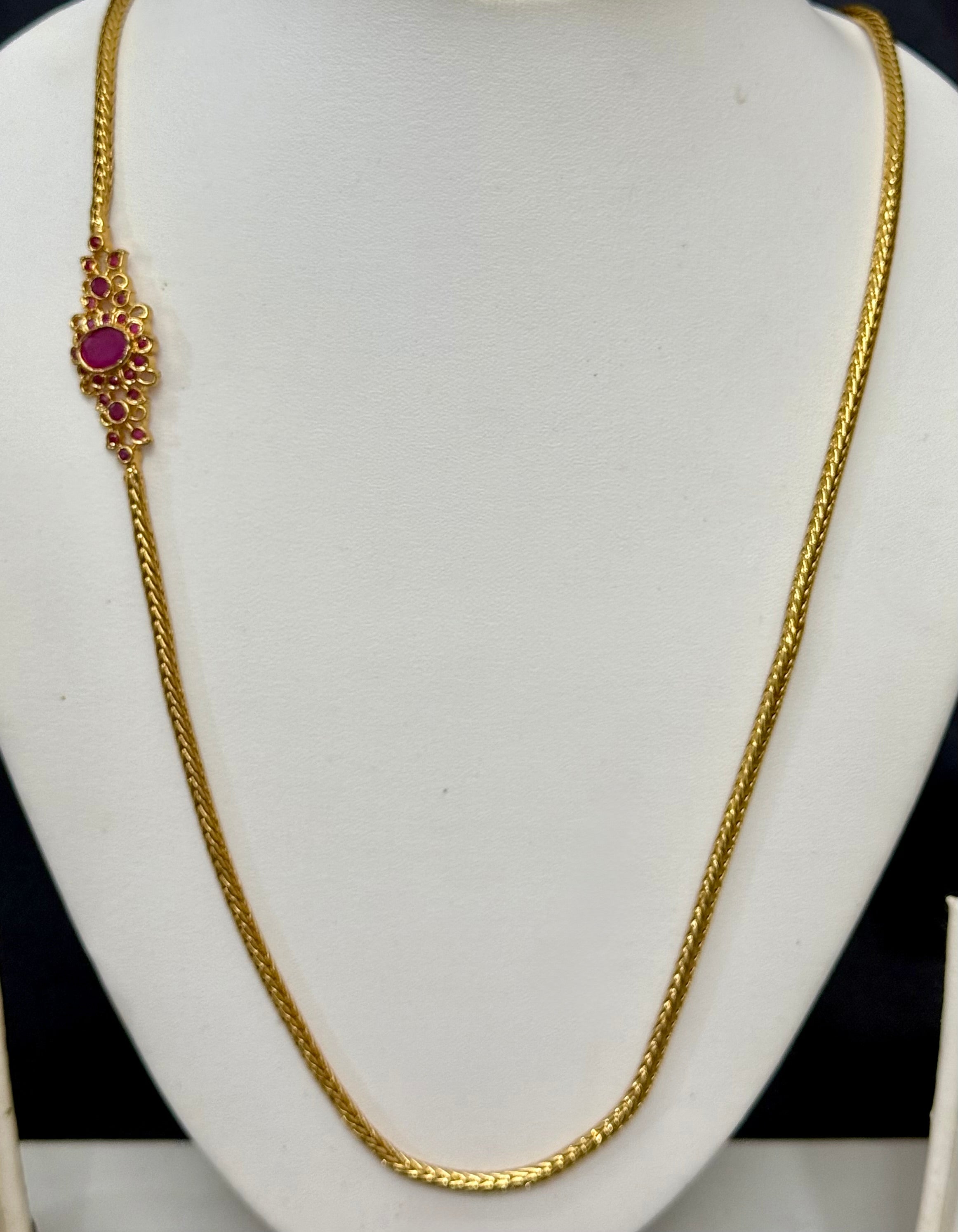 BEAUTIFUL RUBY STONE MUGAPPU CHAIN