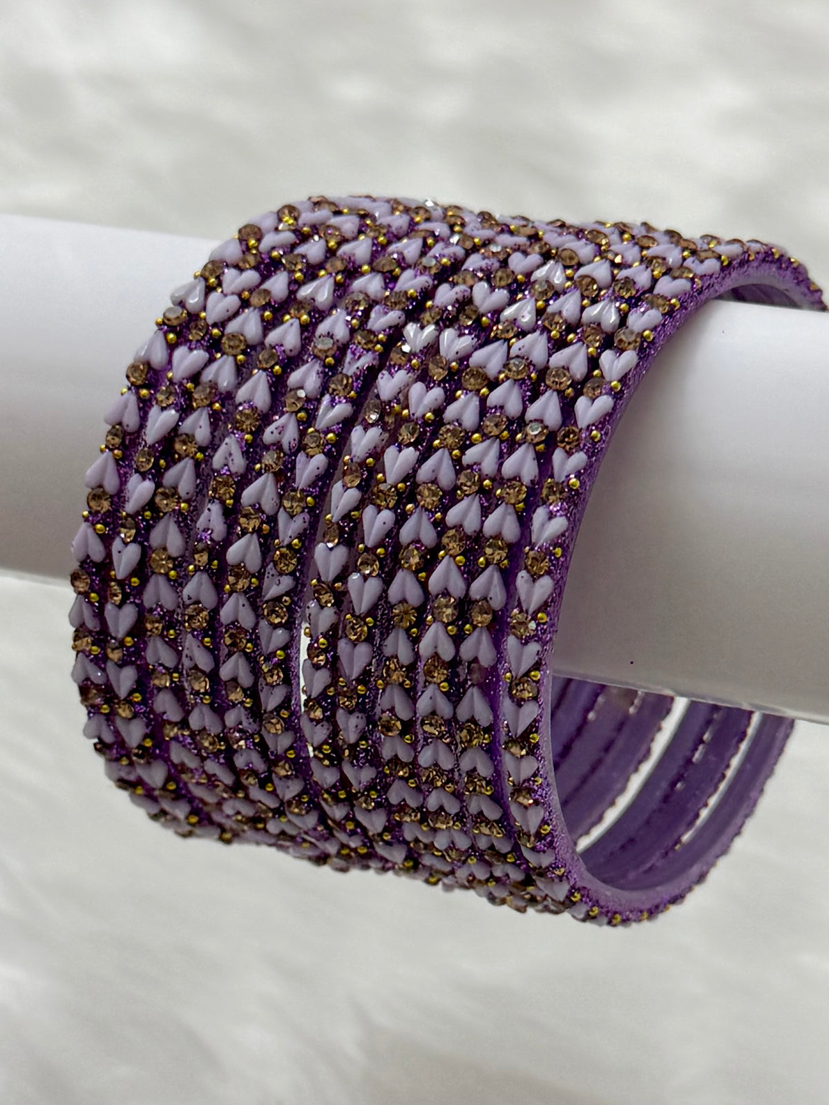 DESIGNER STONE STUDDED GLASS BANGLES PACK OF 12