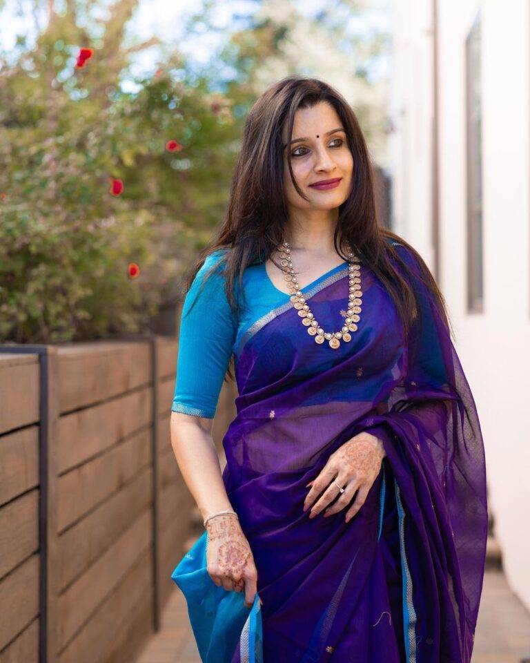 MAHESHWARI COTTON SILK SAREE - VIOLET