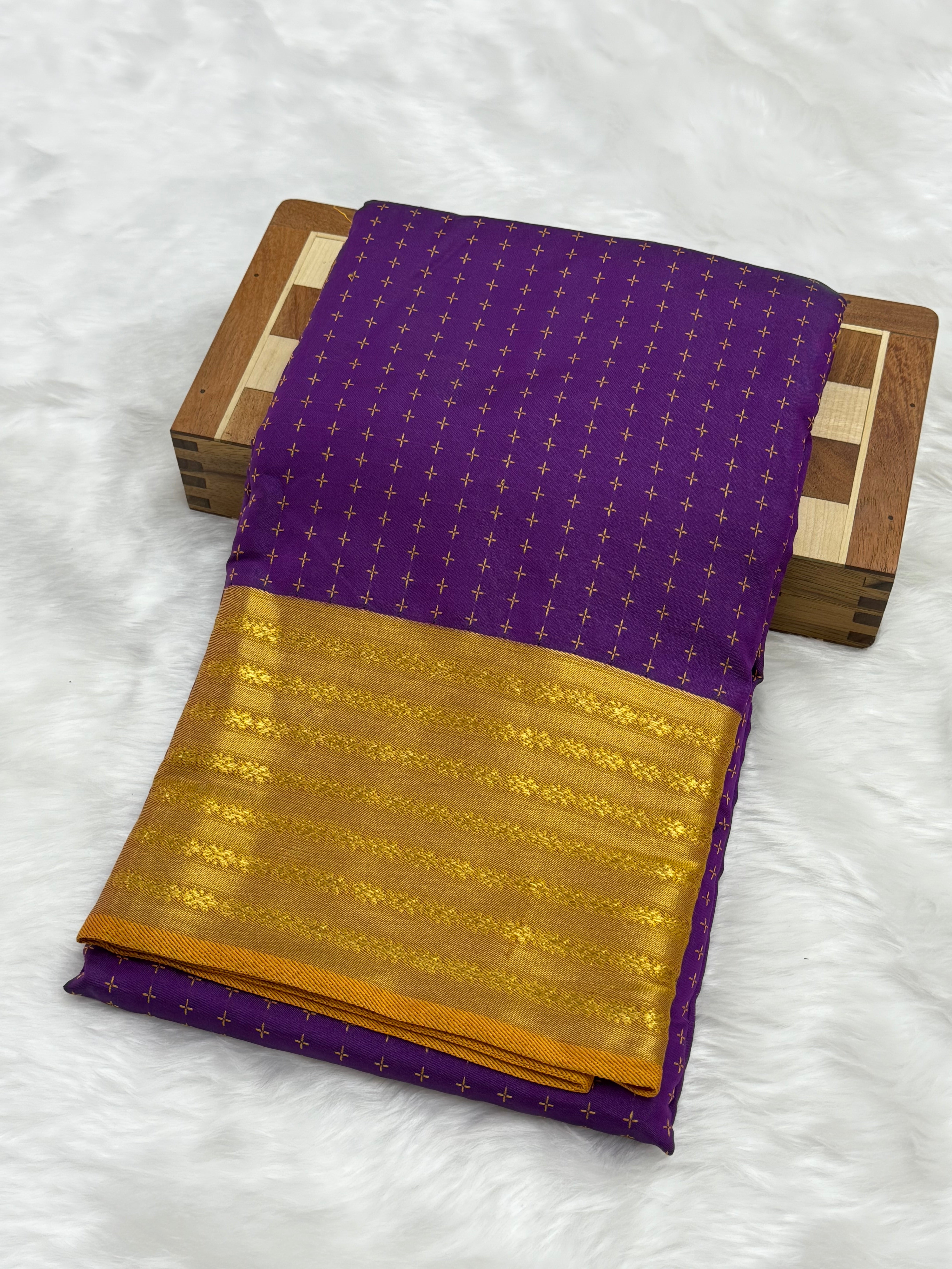 FANCY THREAD DOTED SOFT SILK SAREES - VIOLET