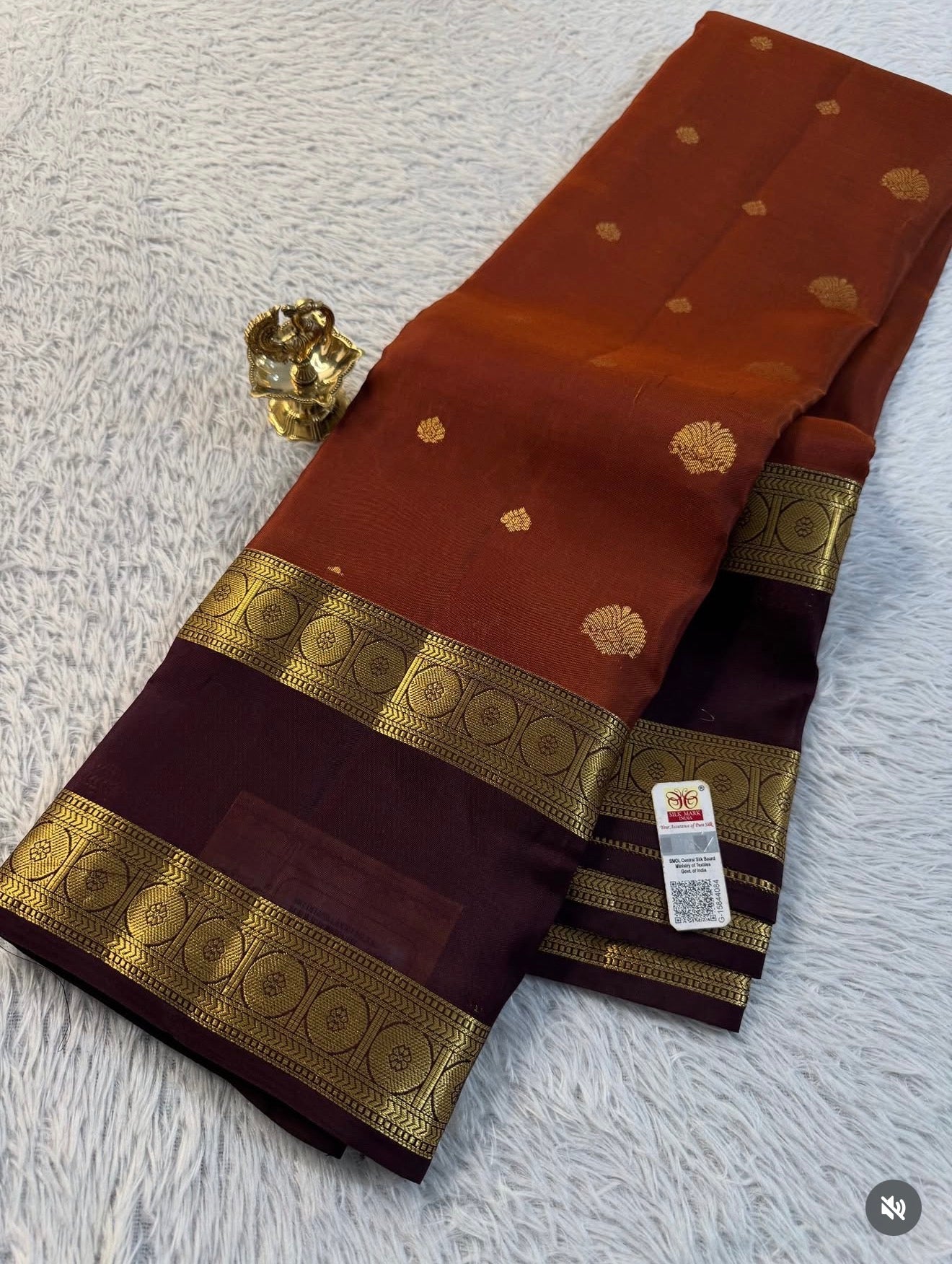 KANCHIPURAM PURE SILK SAREE | SILKMARK® CERTIFIED - RUST ORANGE