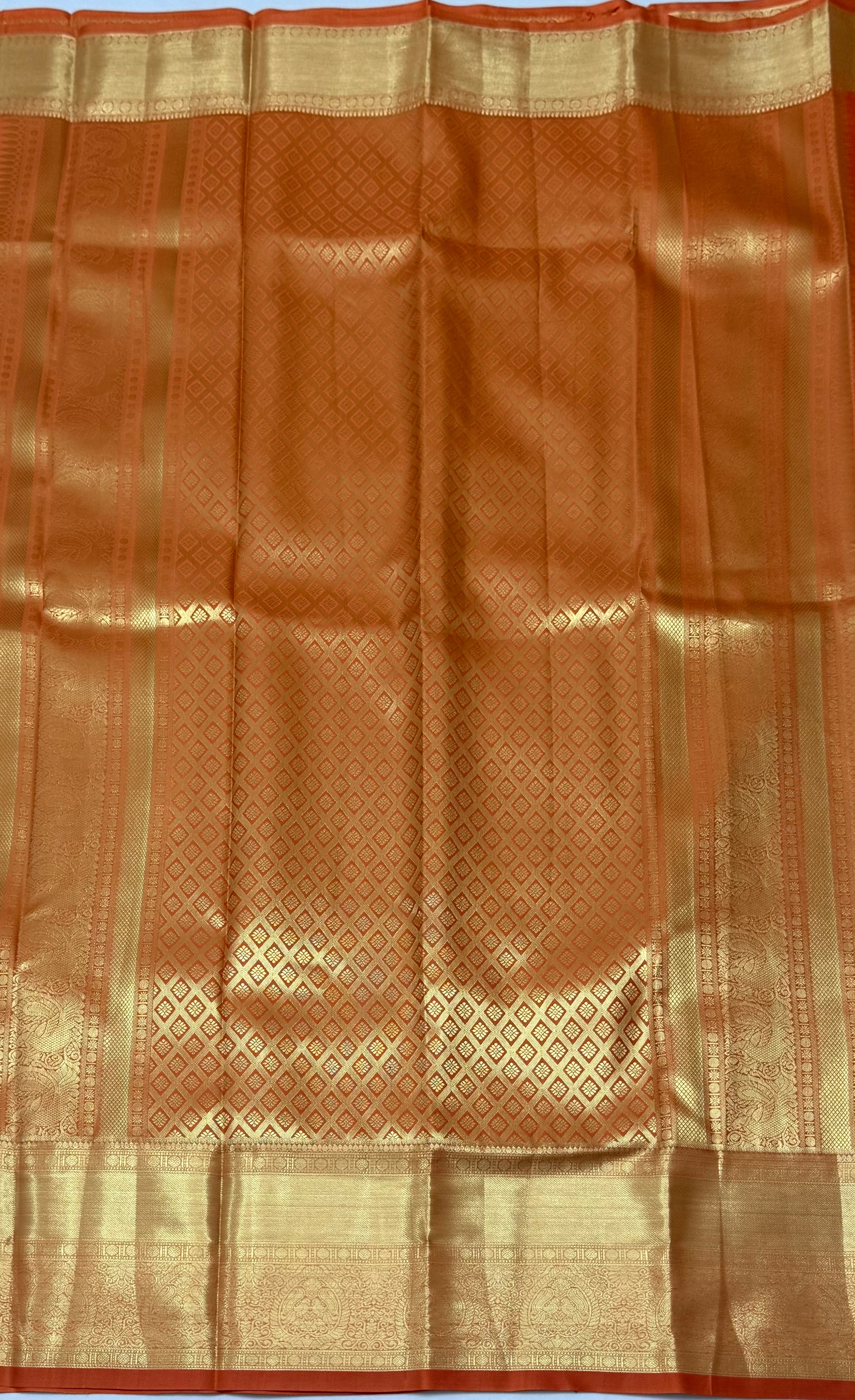 PREMIUM KANCHI BROCADE SILK SAREE - ORANGE
