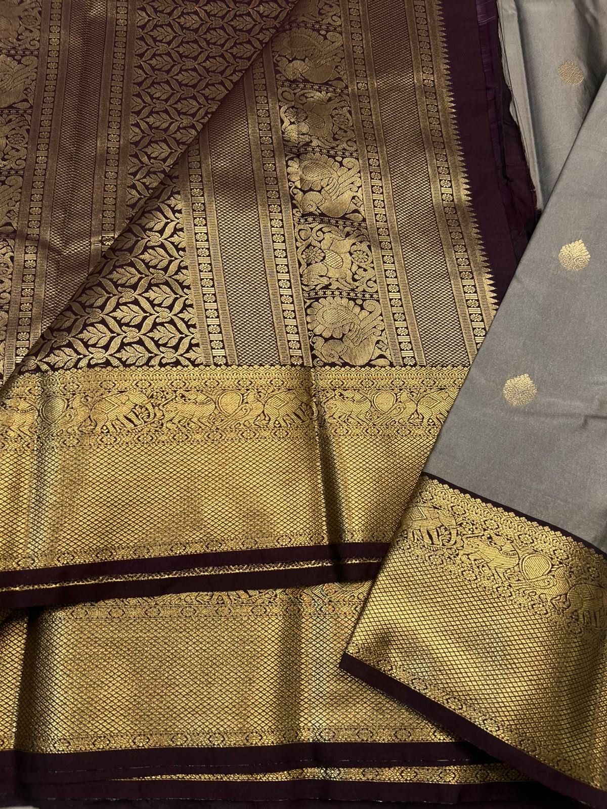 PREMIUM SEMI KANCHI SILK SAREE - ROYAL GREY