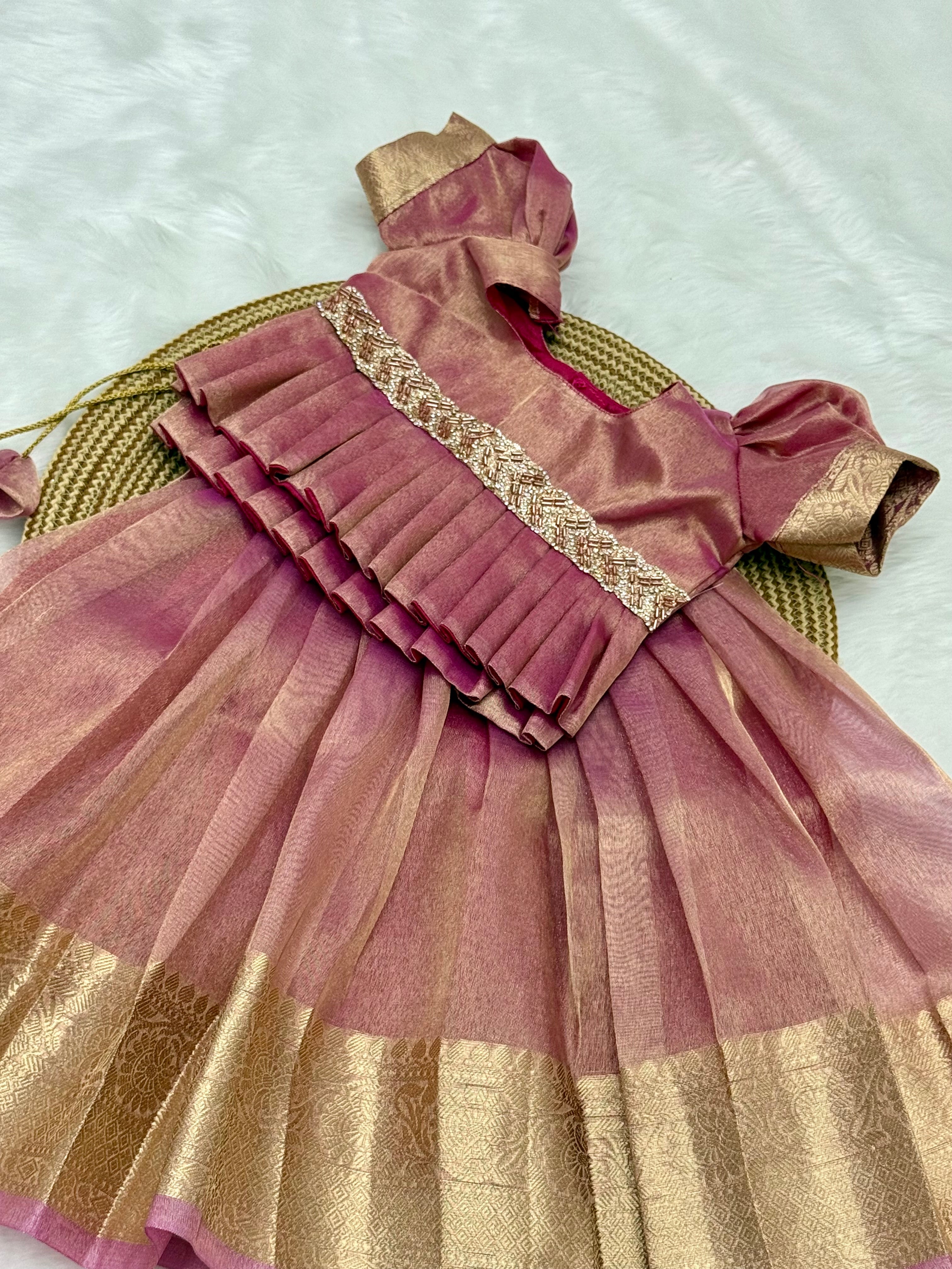 GIRL'S PATTU PAVADAI/READYMADE LEHENGA CHOLI SET