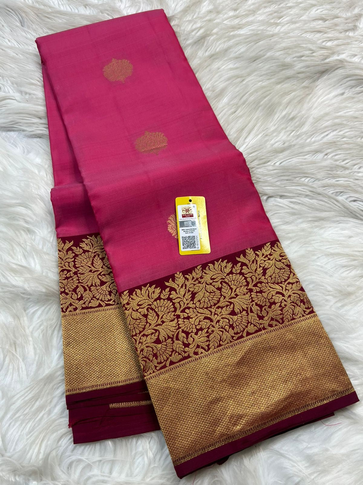 KANCHIPURAM PURE SILK SAREE | SILKMARK® CERTIFIED - HOT PINK