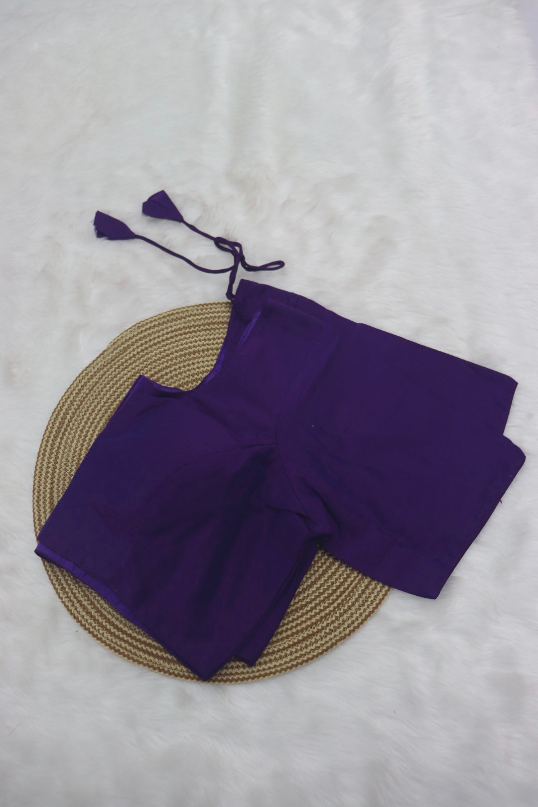 PLAIN SILK READY TO WEAR SAREE BLOUSE - PURPLE
