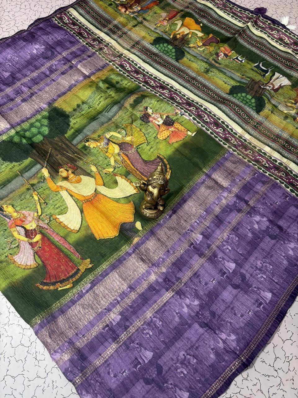 FANCY CRUSH SILK SAREE - MULTICOLOUR