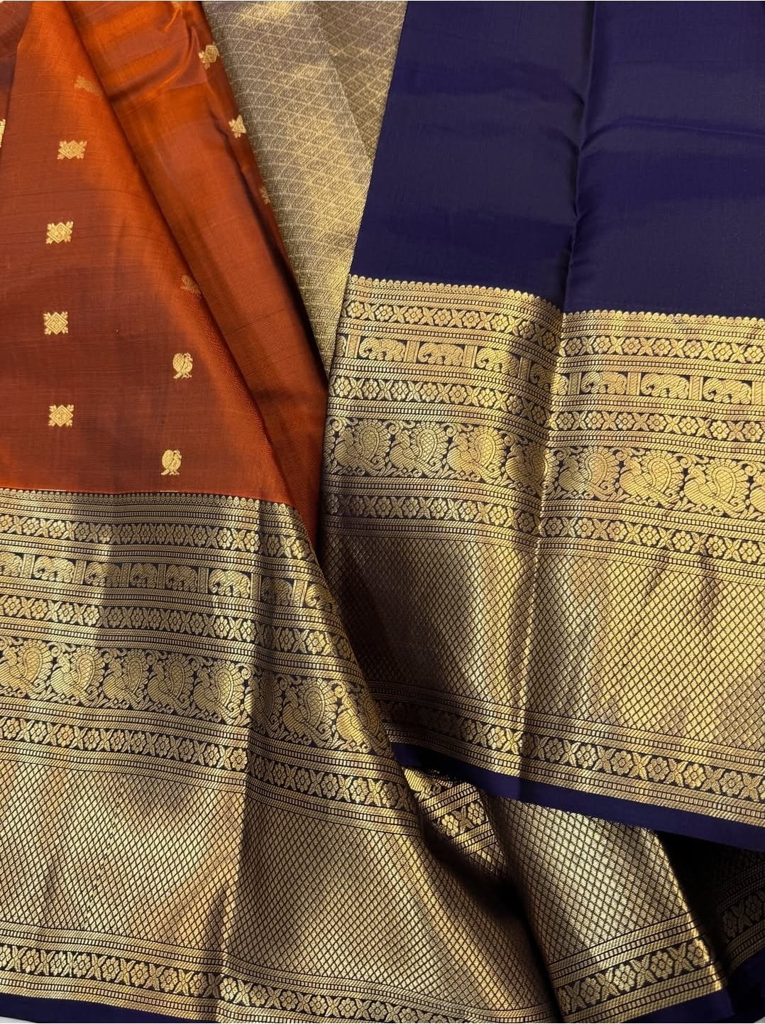 KANCHIPURAM PURE SILK SAREE | SILKMARK® CERTIFIED - RUST ORANGE