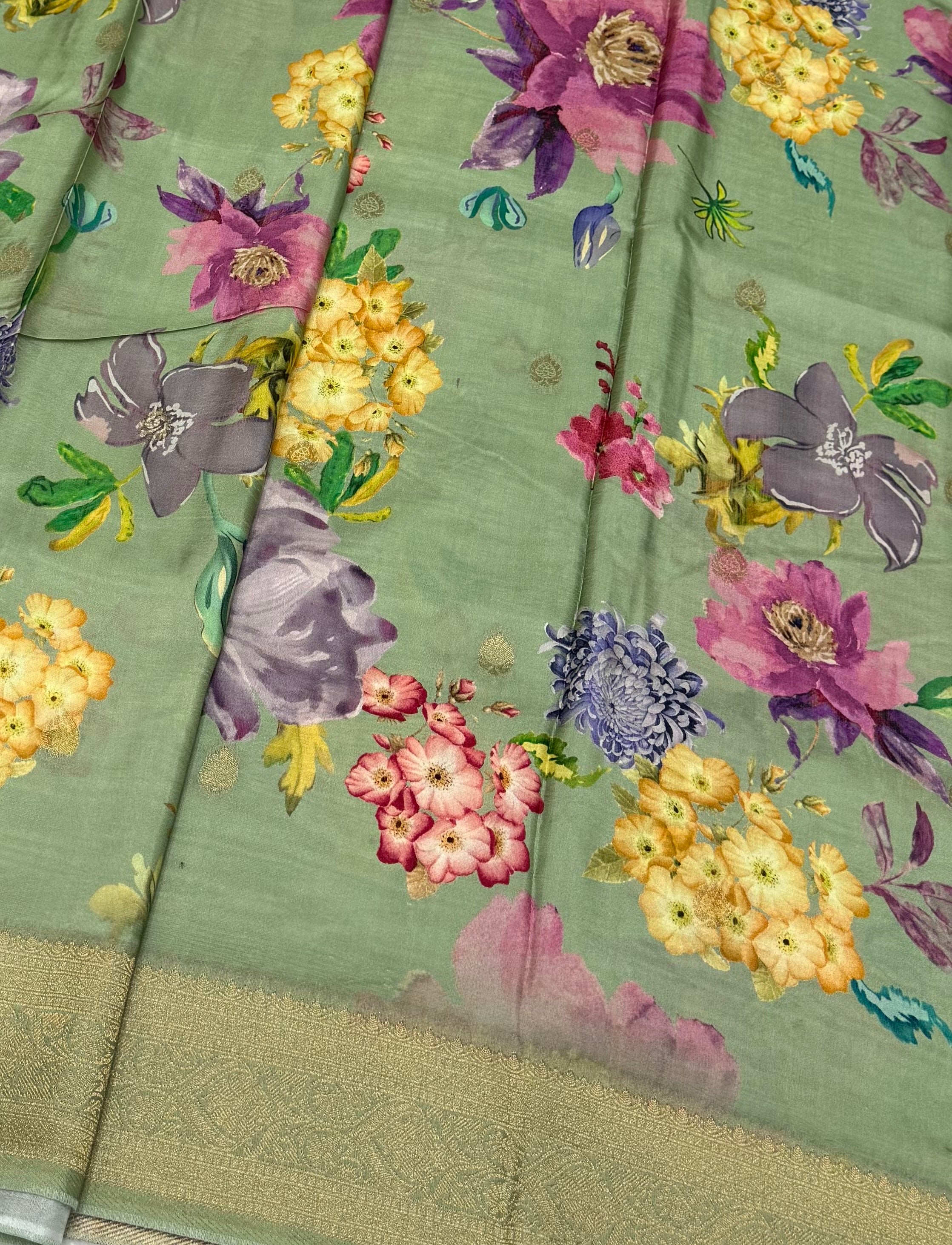 PREMIUM FLORAL PRINTED MASAKALI SAREE - MULTICOLOUR