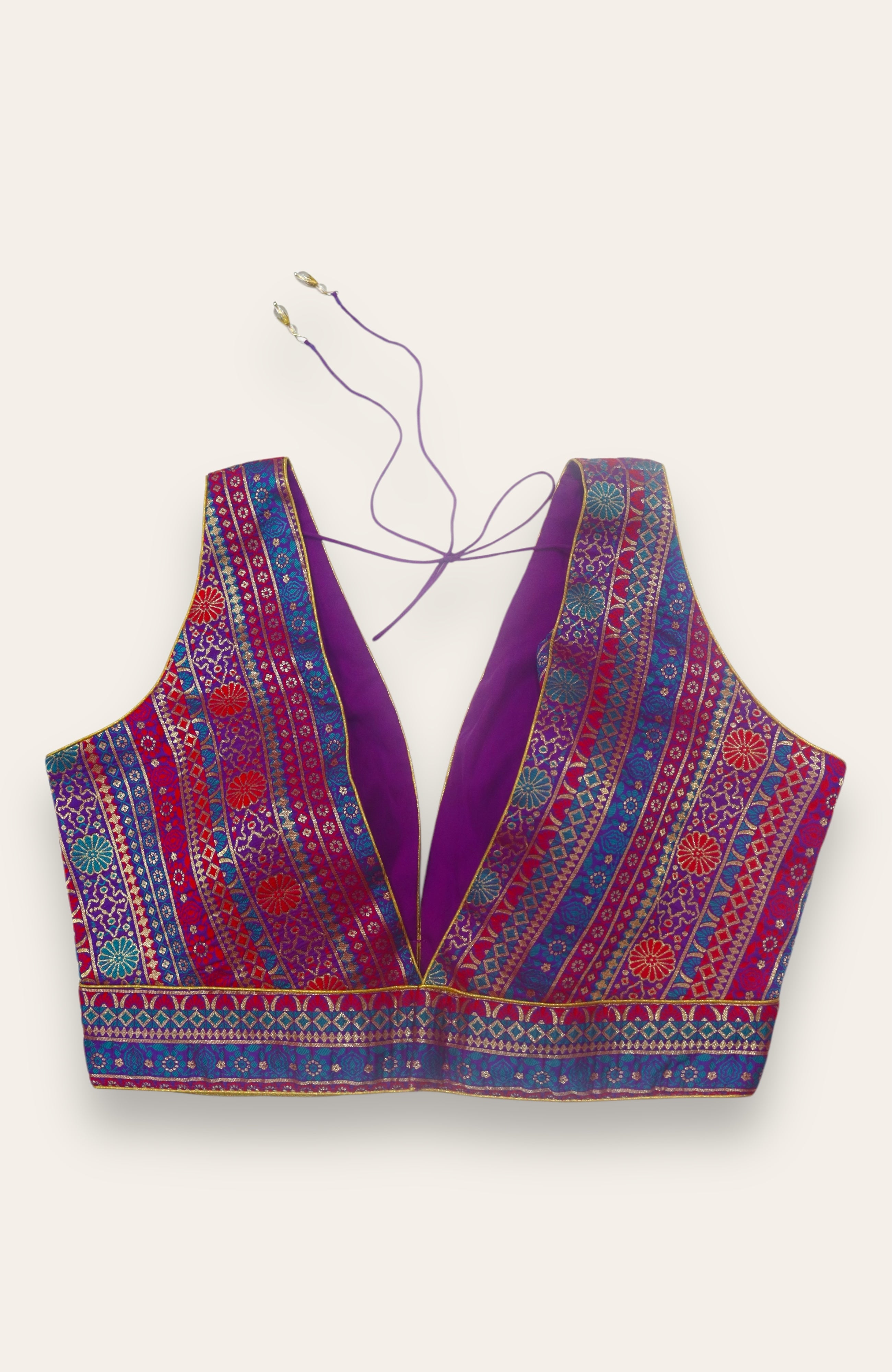 SLEEVELESS READYMADE BLOUSE - PURPLE