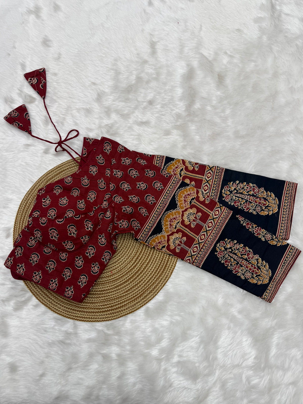 AJRAKH PRINTED FULL SLEEVE READYMADE BLOUSE