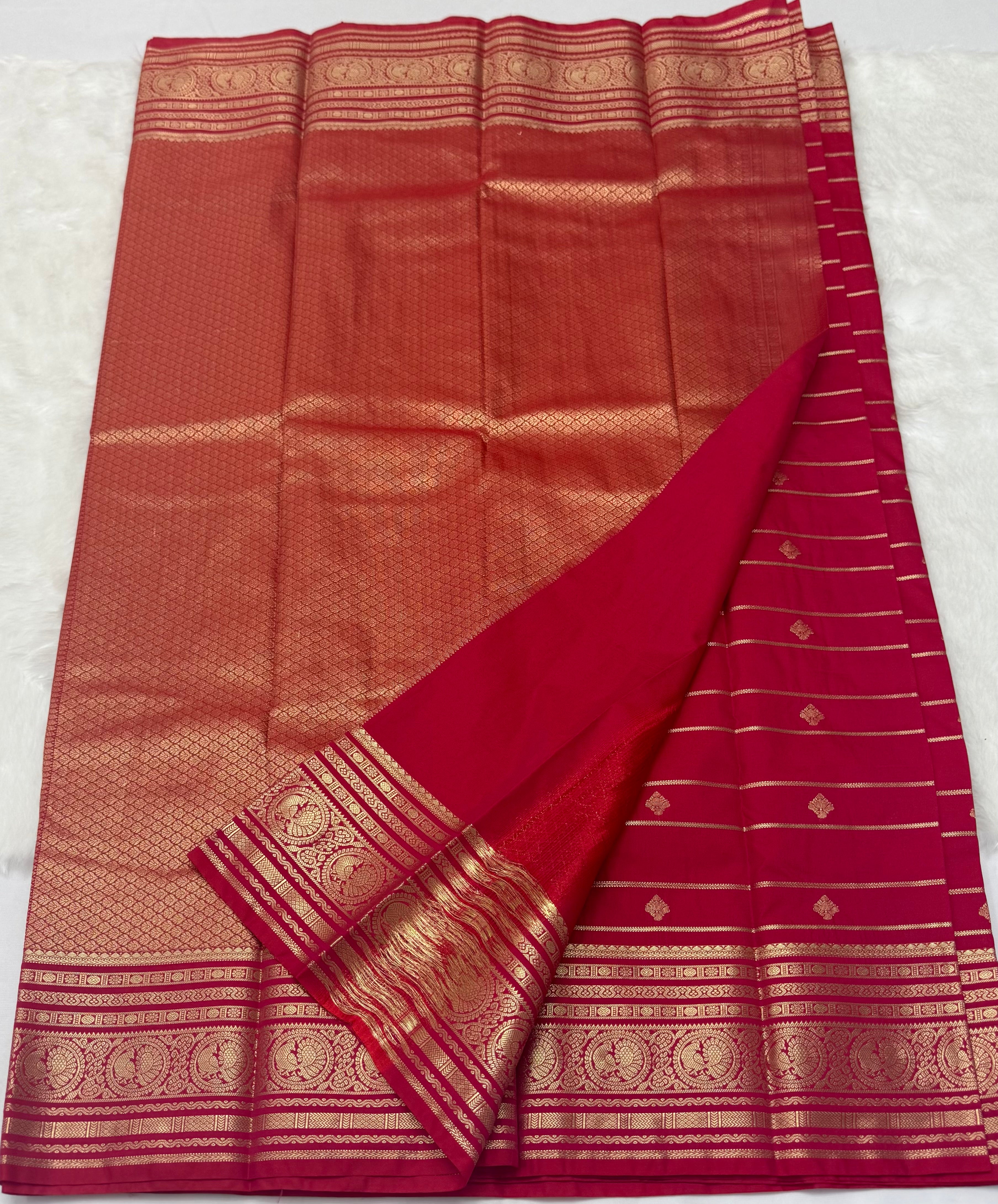 PREMIUM SEMI KANCHI SILK SAREE - RED