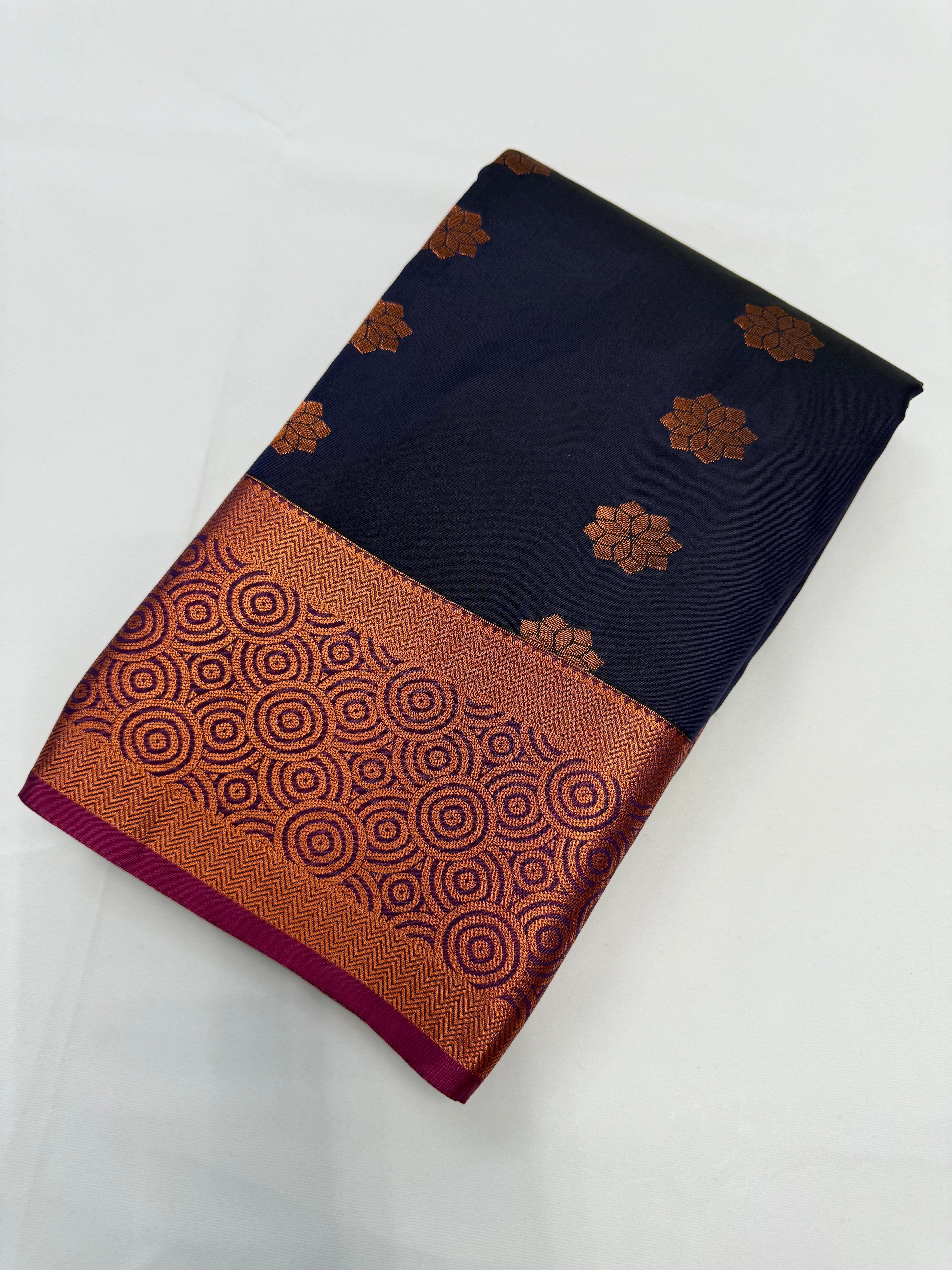 KARUNYA'S SPECIAL SOFT SILK SAREE - NAVY BLUE