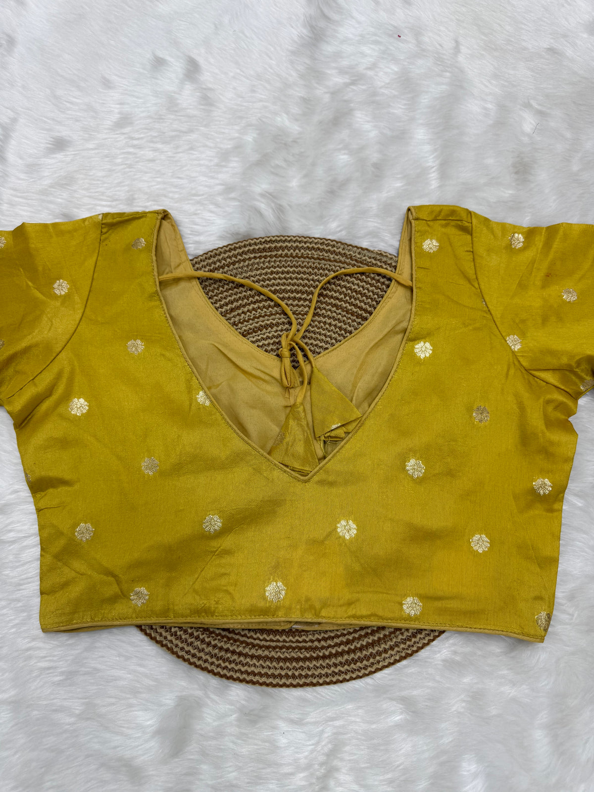 DESIGNER BUTTA WORK READYMADE BLOUSE - ANTIQUE GOLD