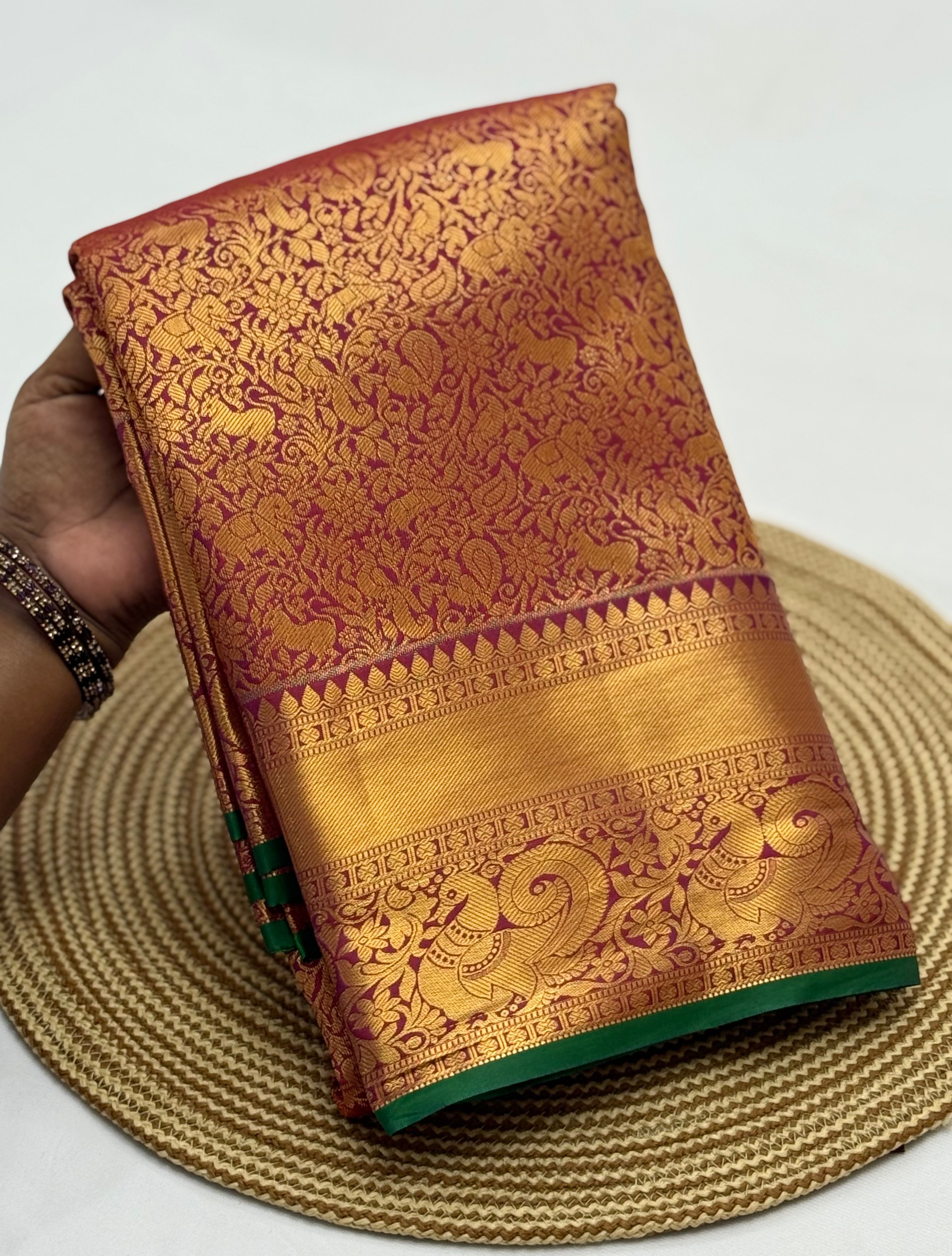 PREMIUM SEMI KANCHI SILK SAREE - GOLDEN VIOLET