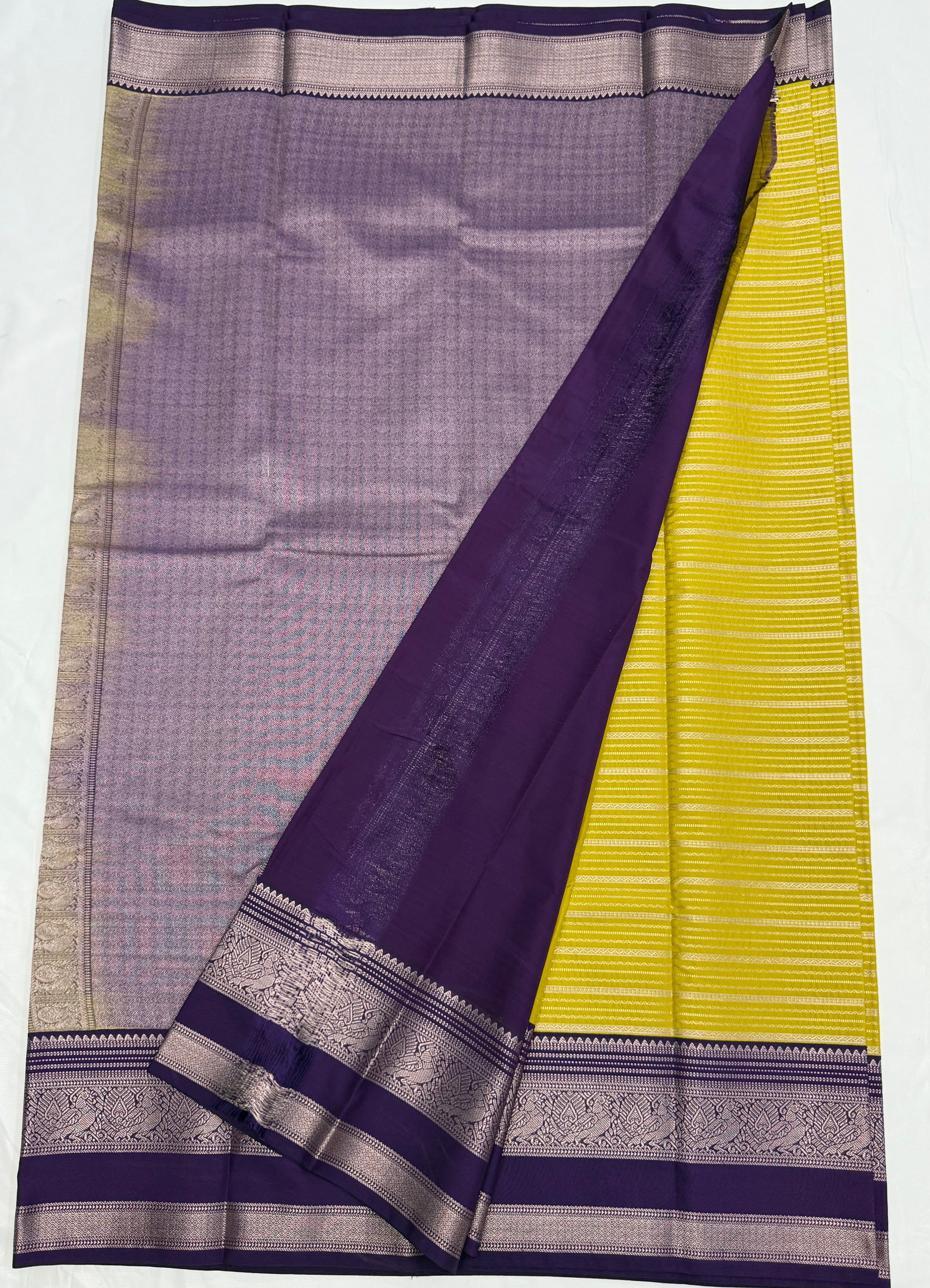 PREMIUM SEMI KANCHI SILK SAREE -CYBER YELLOW