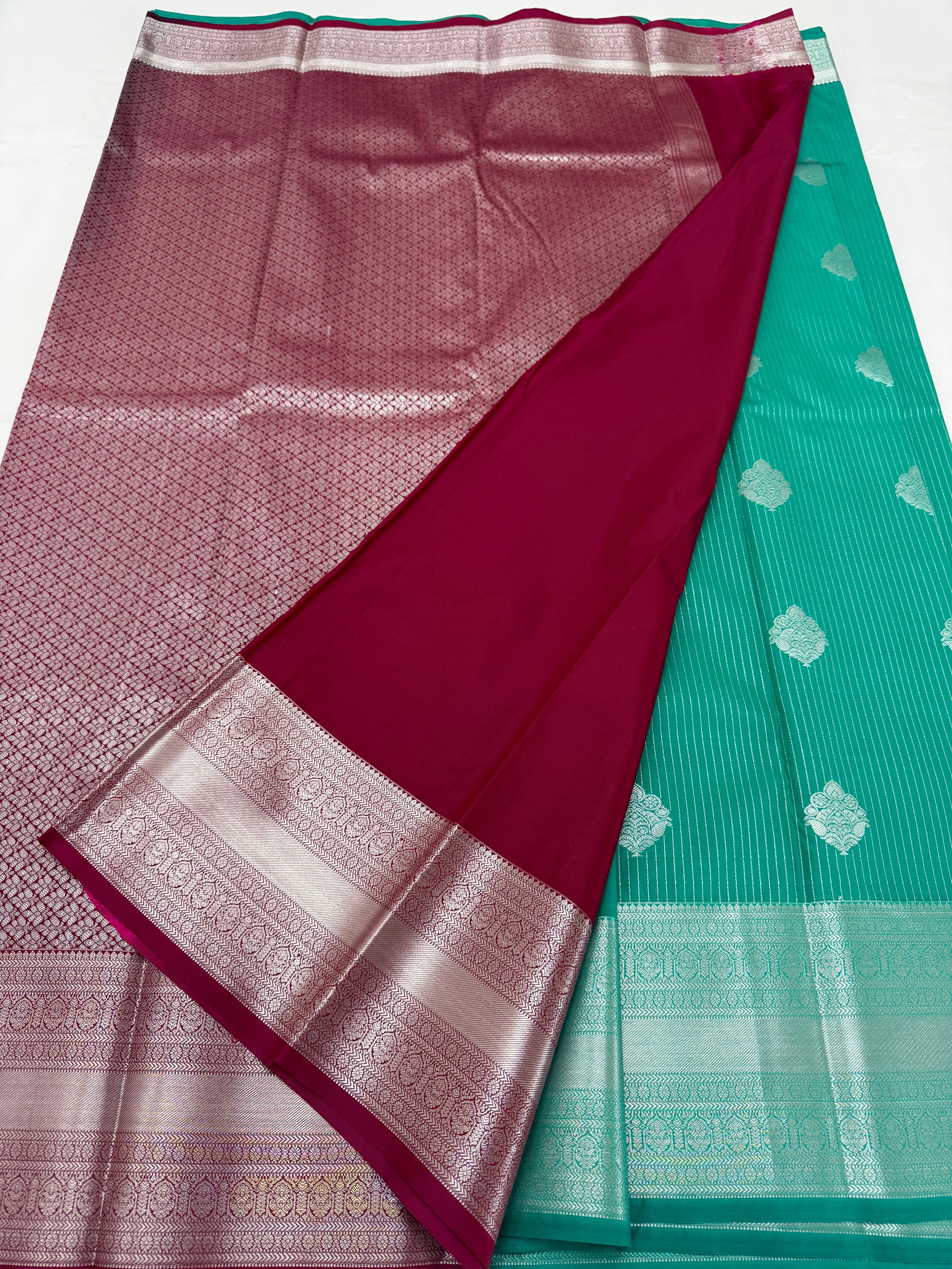 PREMIUM SEMI KANCHI SILK SAREE - BRIGHT TEAL