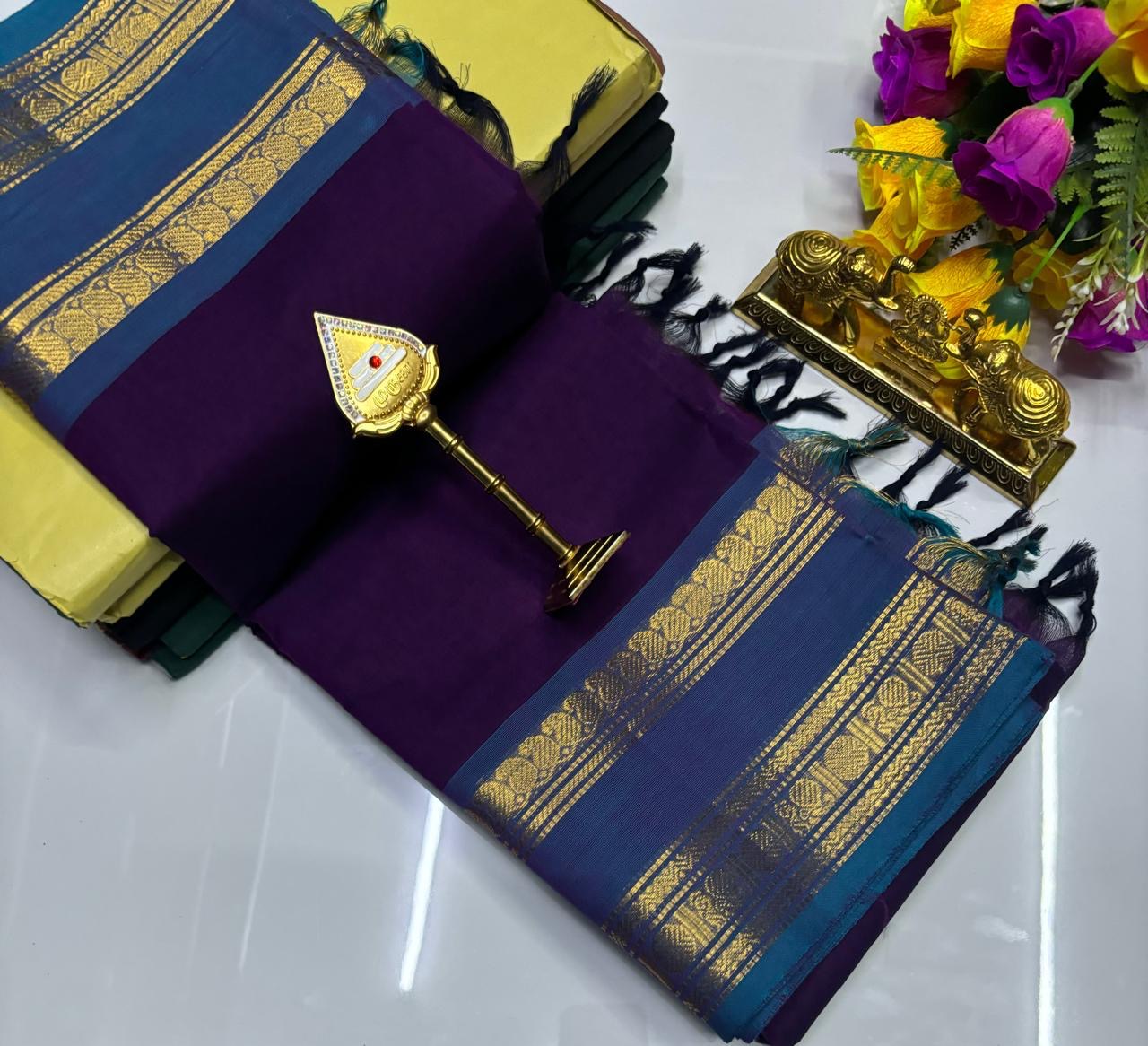 PURE KANCHI COTTON SAREES - VIOLET