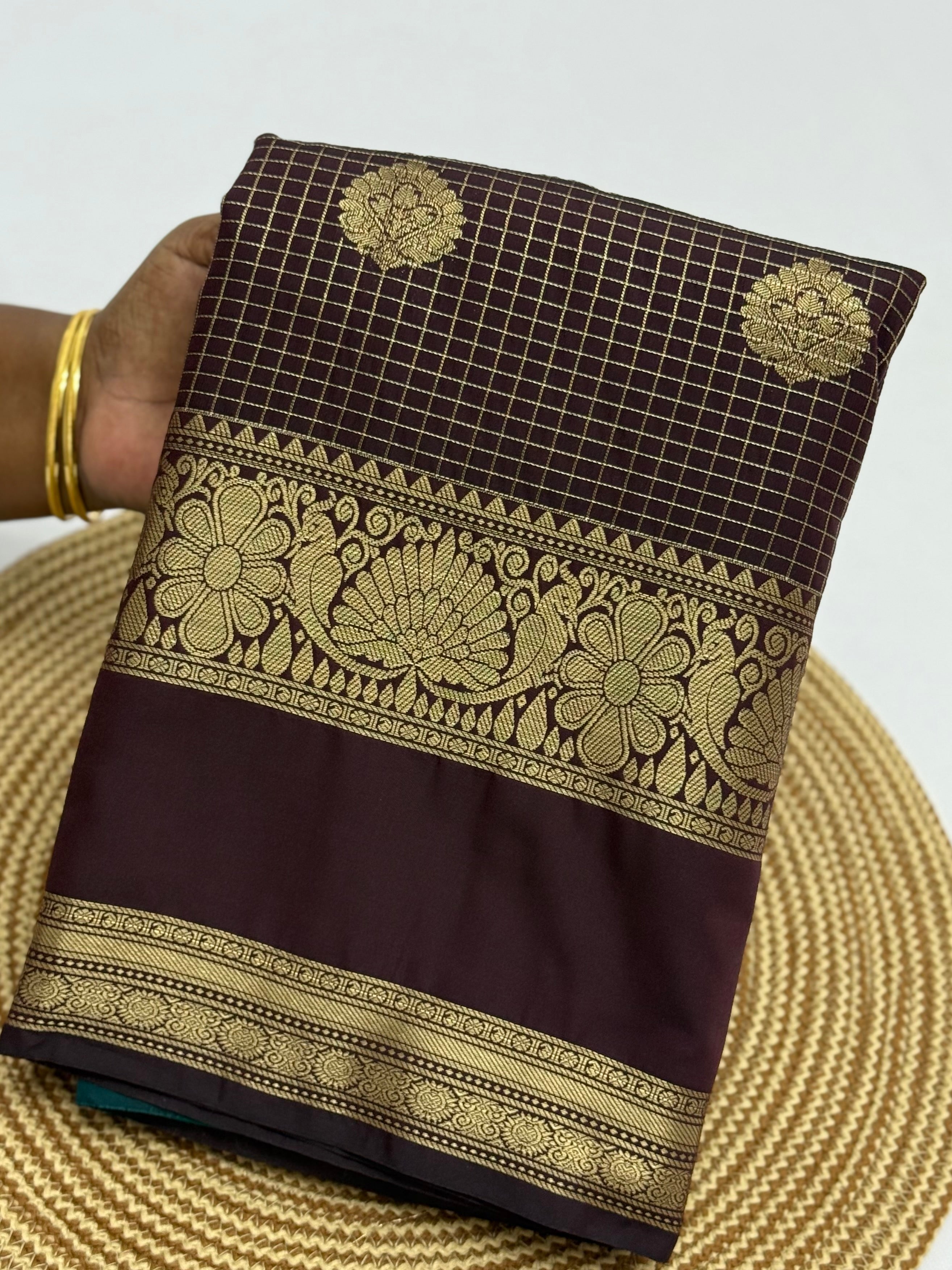 PREMIUM SEMI KANCHI SILK SAREE - BROWN