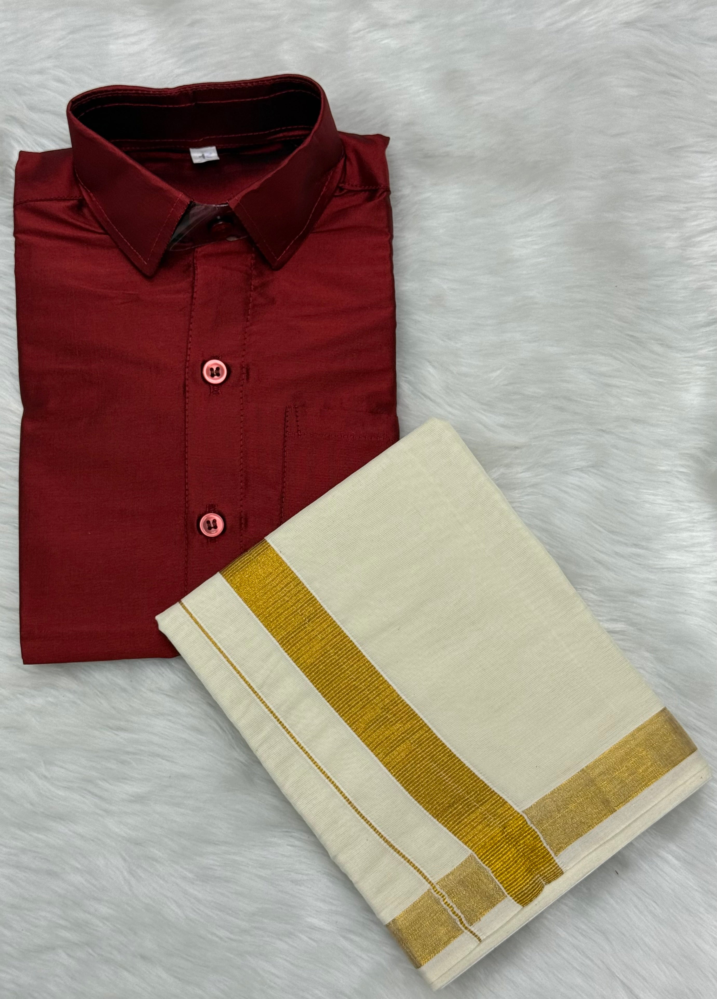 KIDS BOYS VELCRO DHOTI & SHIRT COMBO SET - RED