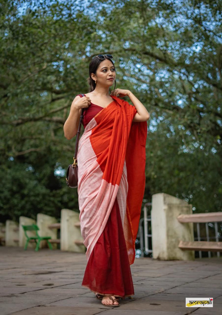 SOFT KHADI SAREE WITH TRICOLOUR