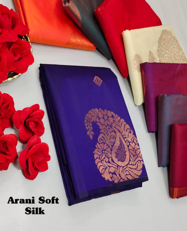 ARANI SOFT SILK SAREES - ROYAL BLUE