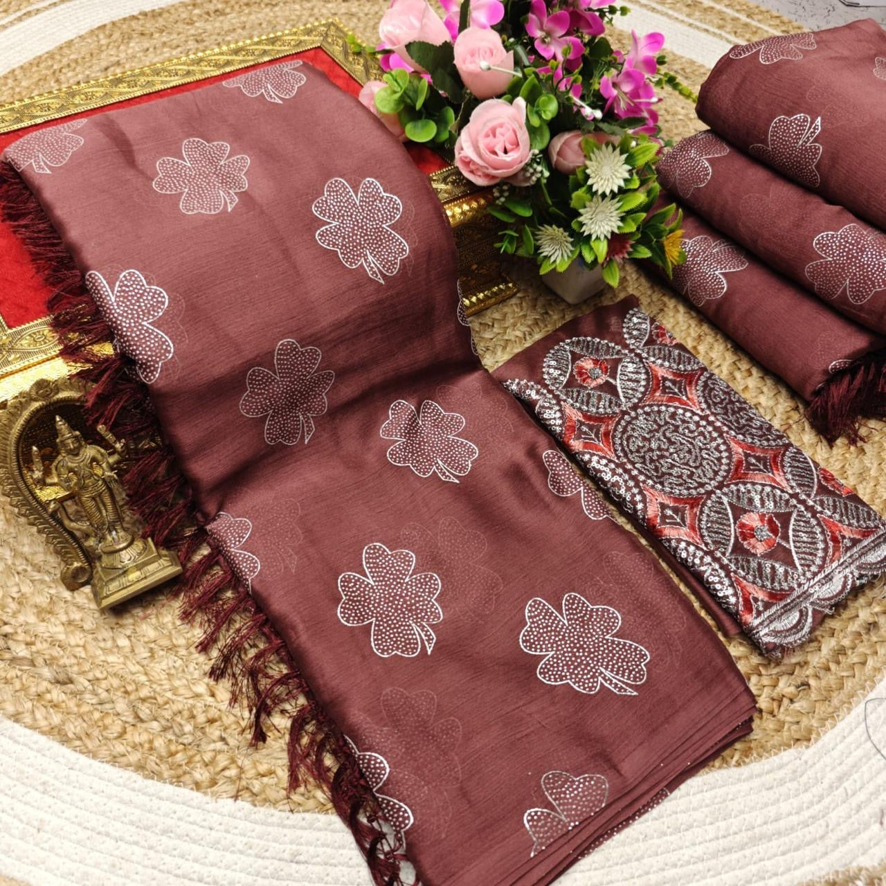 GEORGETTE FANCY SAREES - MAROON