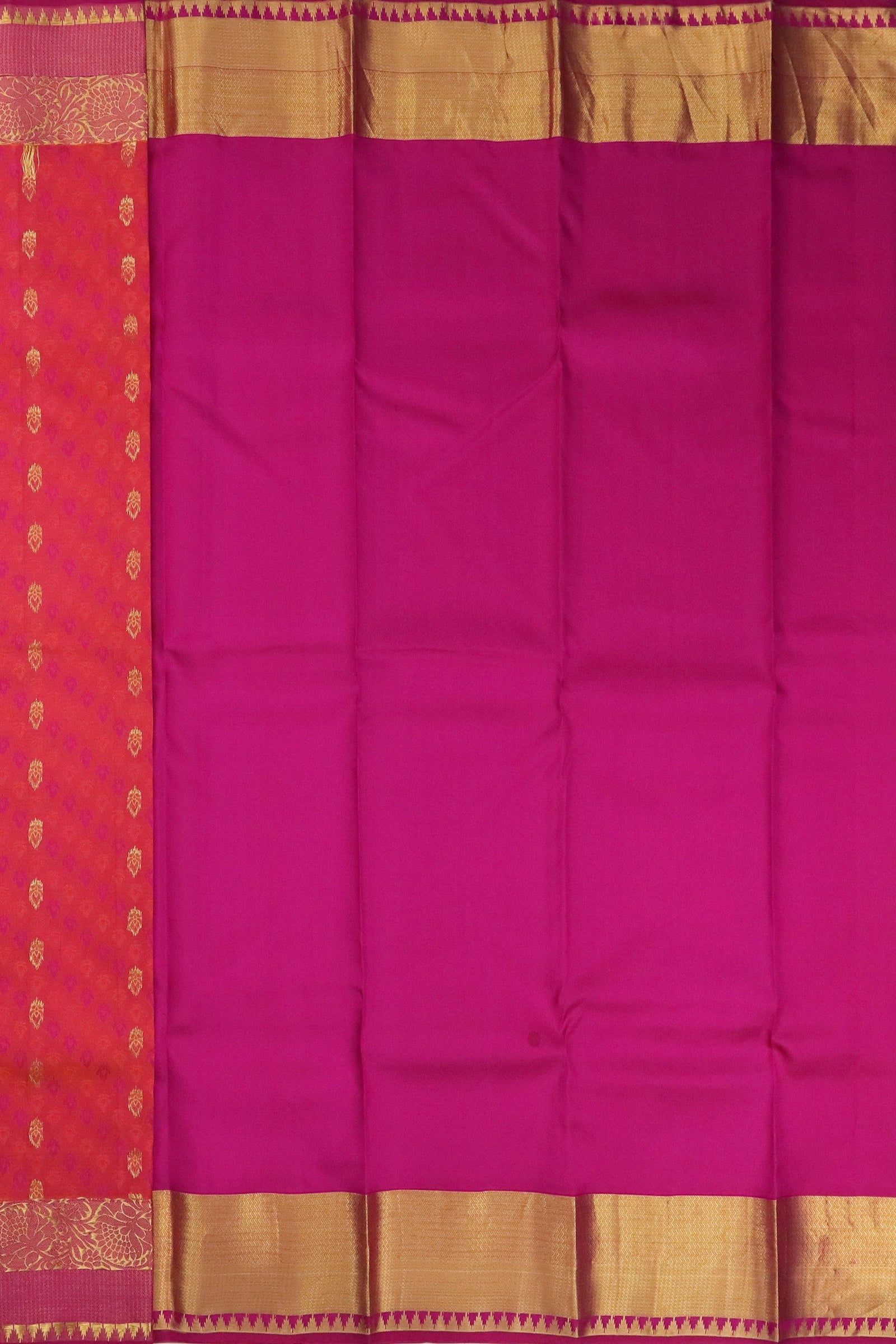 ORANGE & VIOLET KANCHIPURAM PURE SILK SAREE | SILKMARK® CERTIFIED