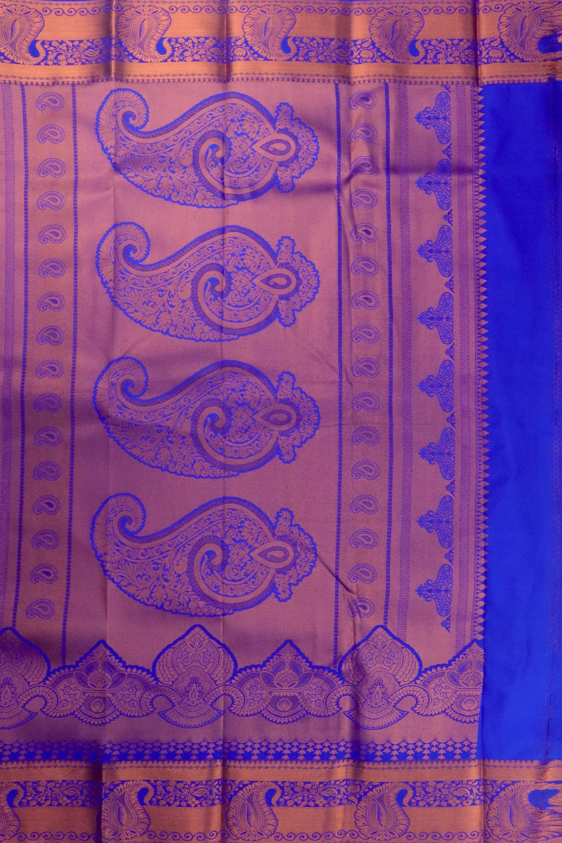 ROYAL BLUE ART SILK SAREE WITH COPPER ZARI BORDER