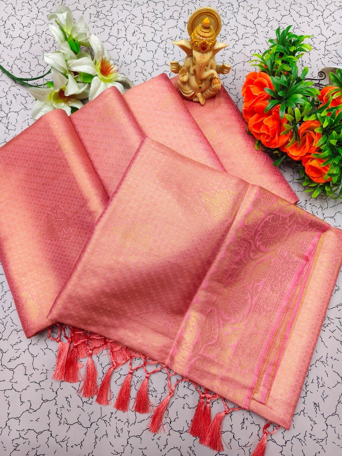 PREMIUM KUBERA PATTU SILK SAREE - PEACH